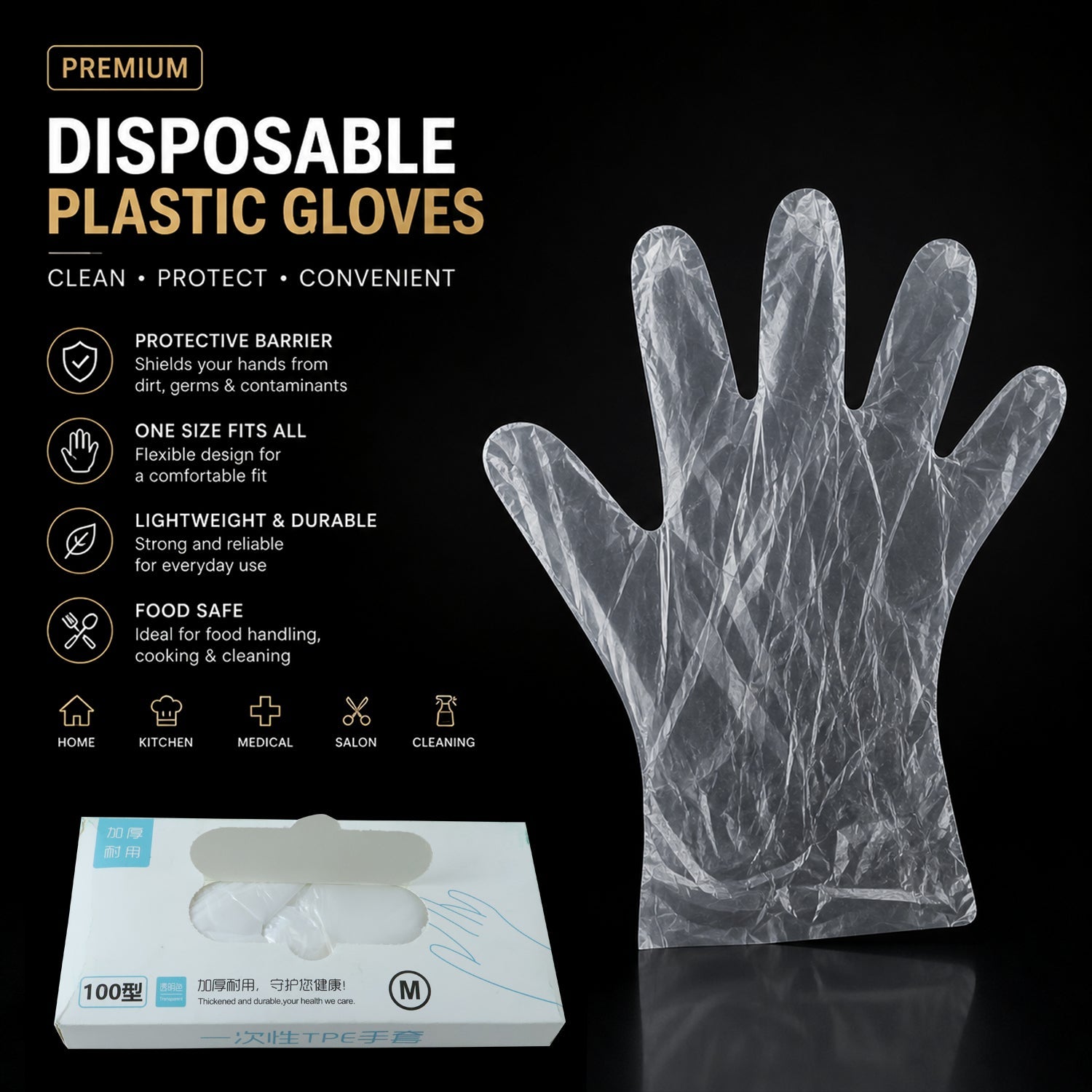 Flexible clear gloves for hygiene and safety