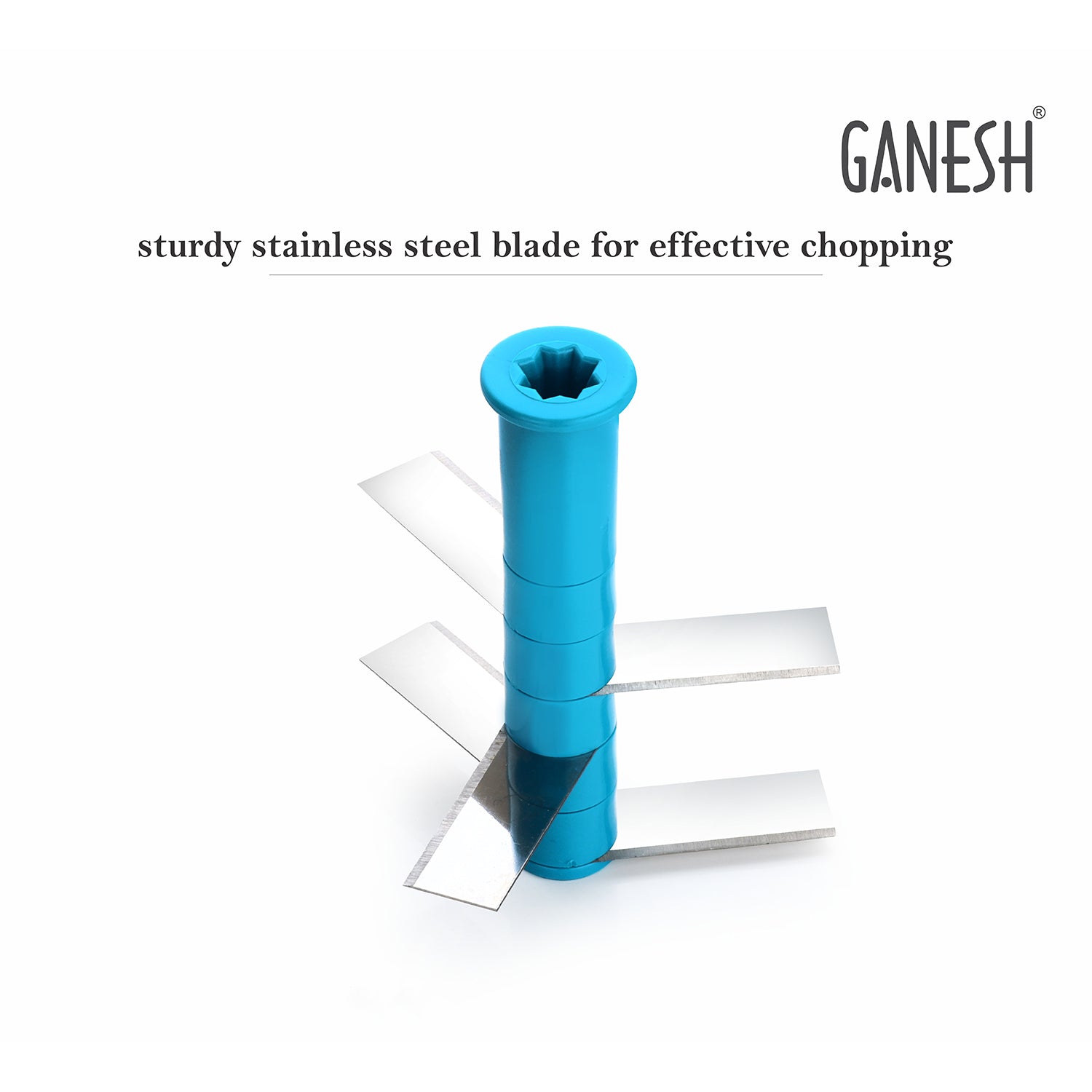 Top-down view of the Ganesh Master Chopper, showcasing its transparent 900ml bowl.