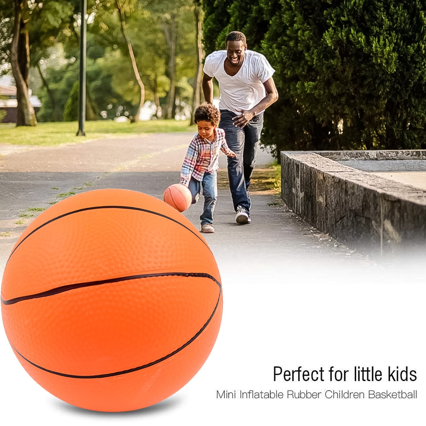 Side view of the colourful mini basketball, ready for active playtime.