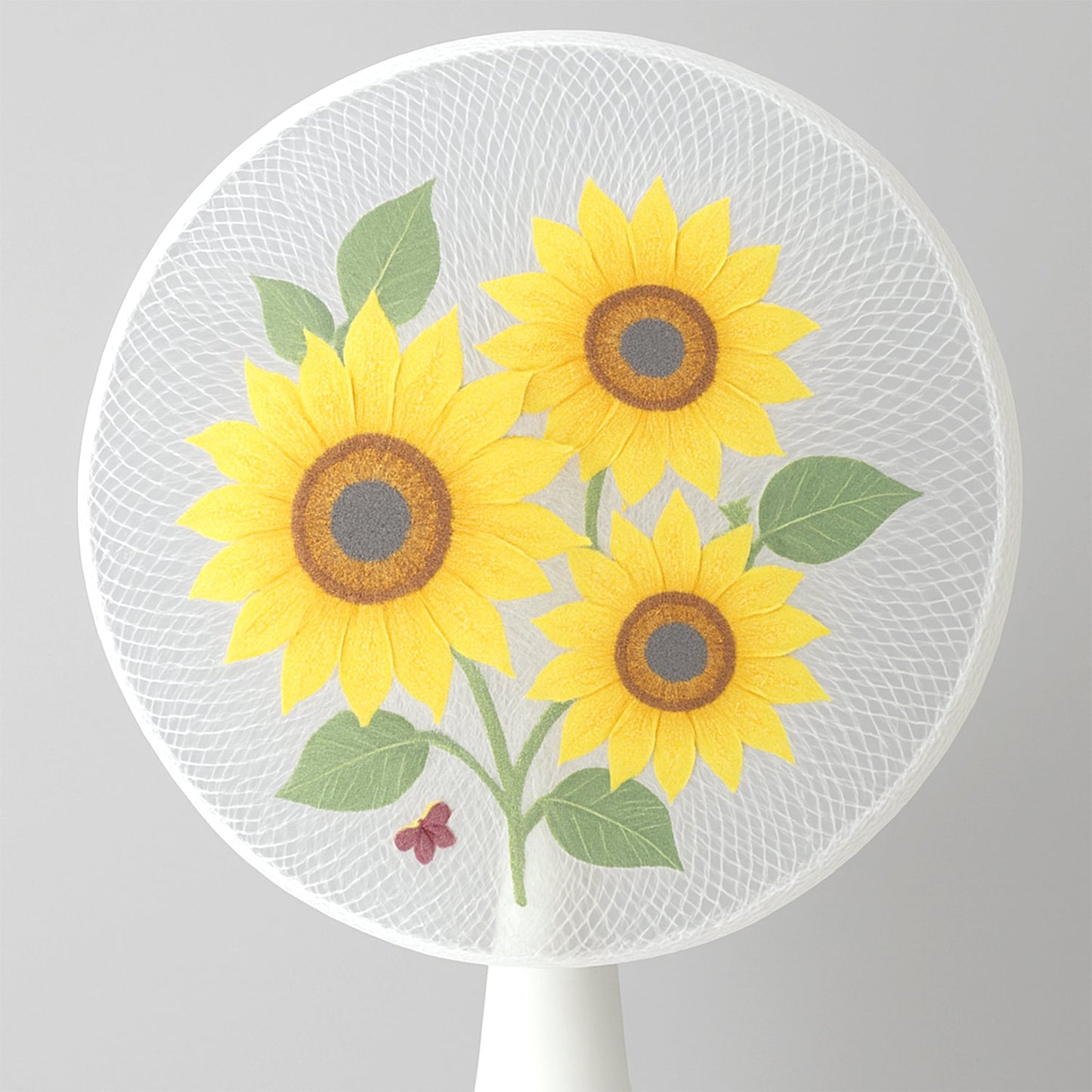 Elastic edge detail of the sunflower mesh fan cover for secure fitting