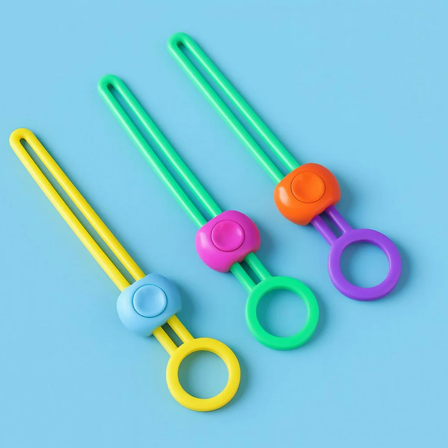 Set of silicone bag sealing clips displayed together