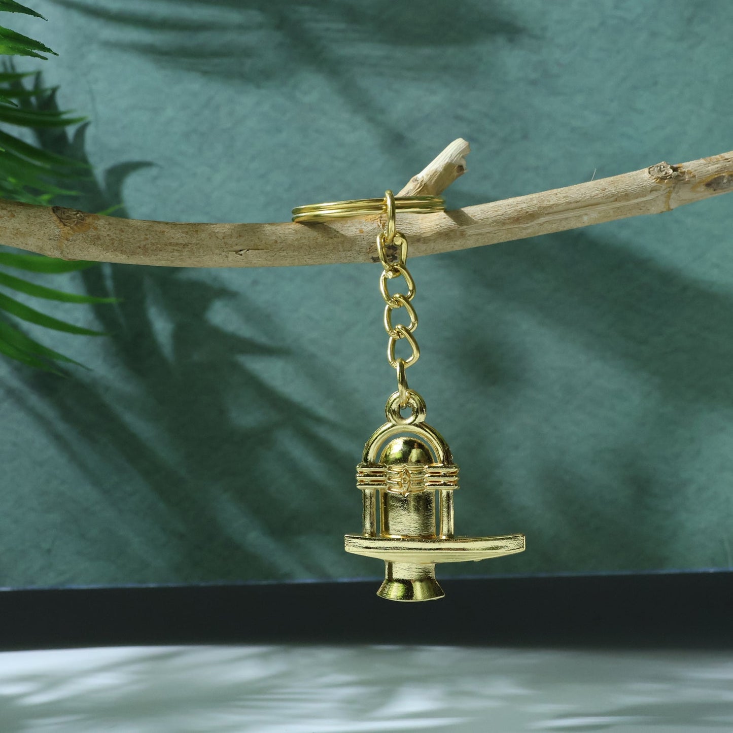 Spiritual metal keychain set with Shivling and Trishul designs