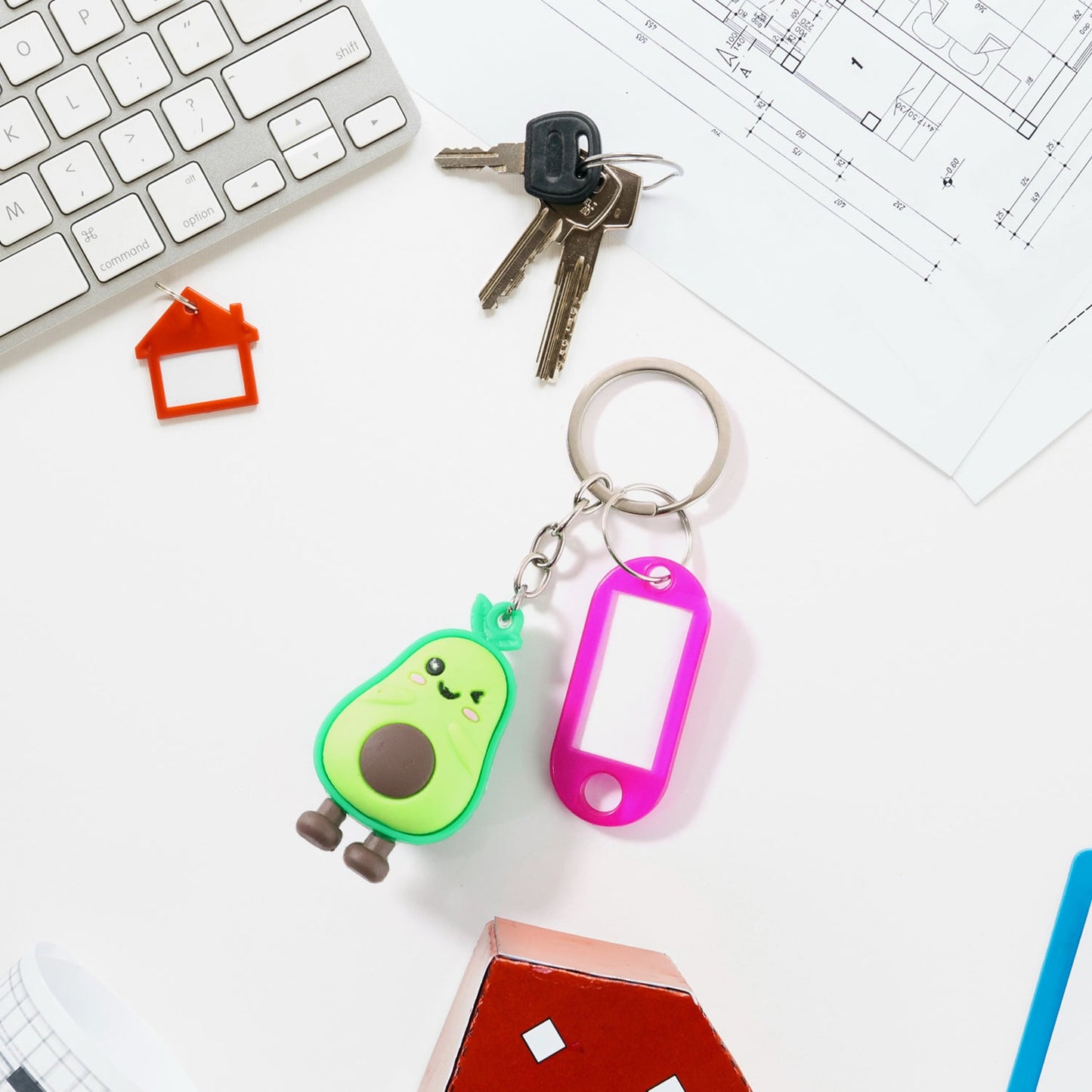 Fun cartoon keychain with label tag holder ideal for bags and keys