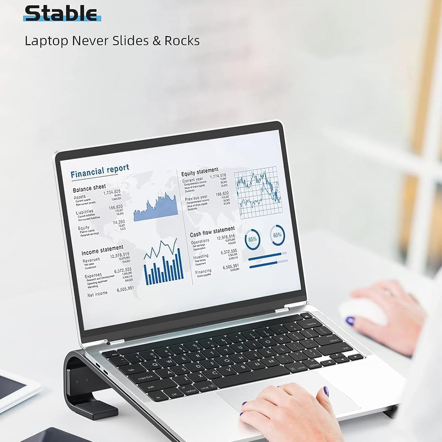 Ergonomic open-frame metal laptop stand for better ventilation