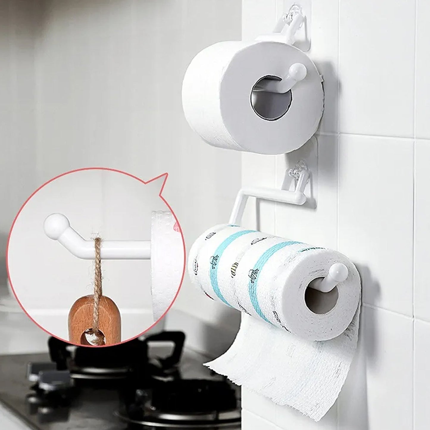Wall mounted tissue paper holder for kitchen and cleaning cloths