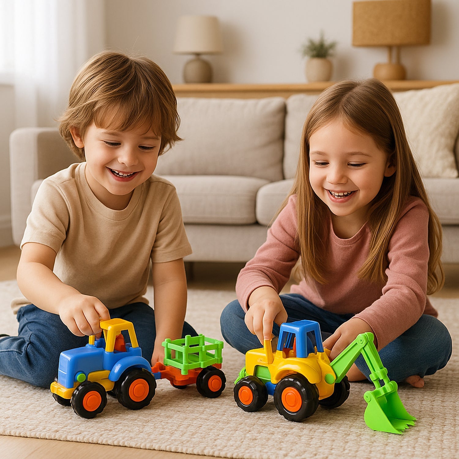 Variety of push and play mini construction vehicle toys for children