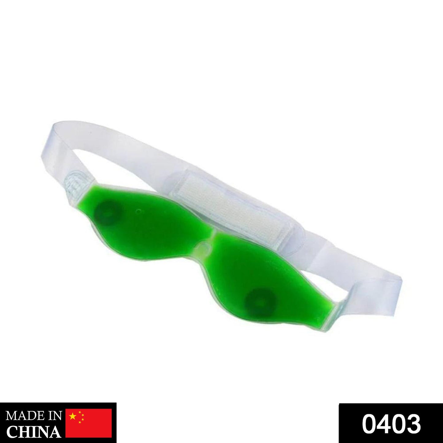 Front view of the green cold eye mask, highlighting its comfortable design.