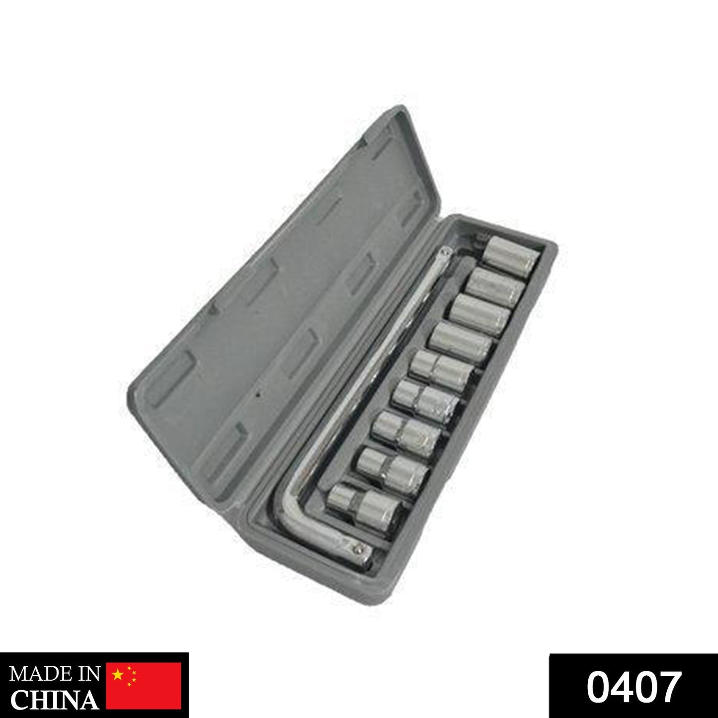 BoltForce 10-piece 3/8-inch drive socket wrench set displayed with its organizing tray.