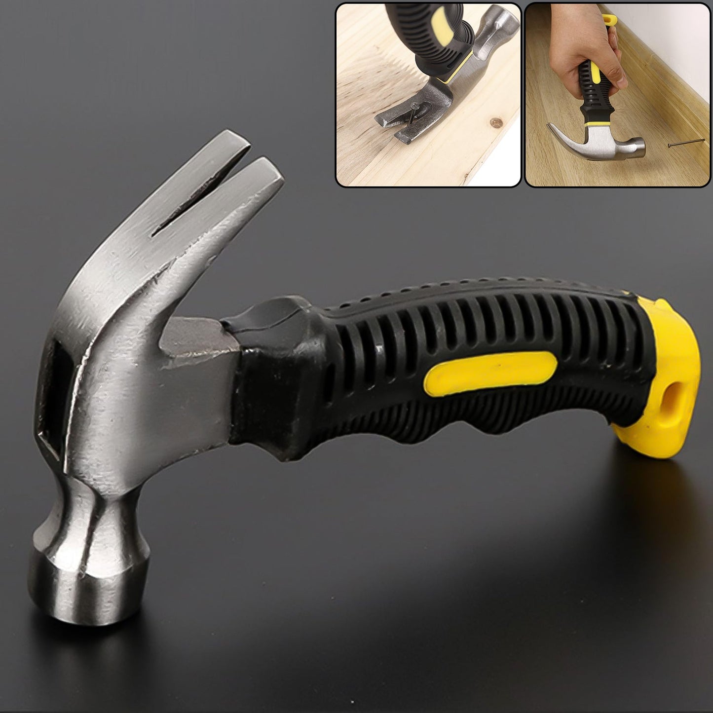 XcelCraft Carpenter Mini Claw Hammer with a sturdy fiberglass handle.