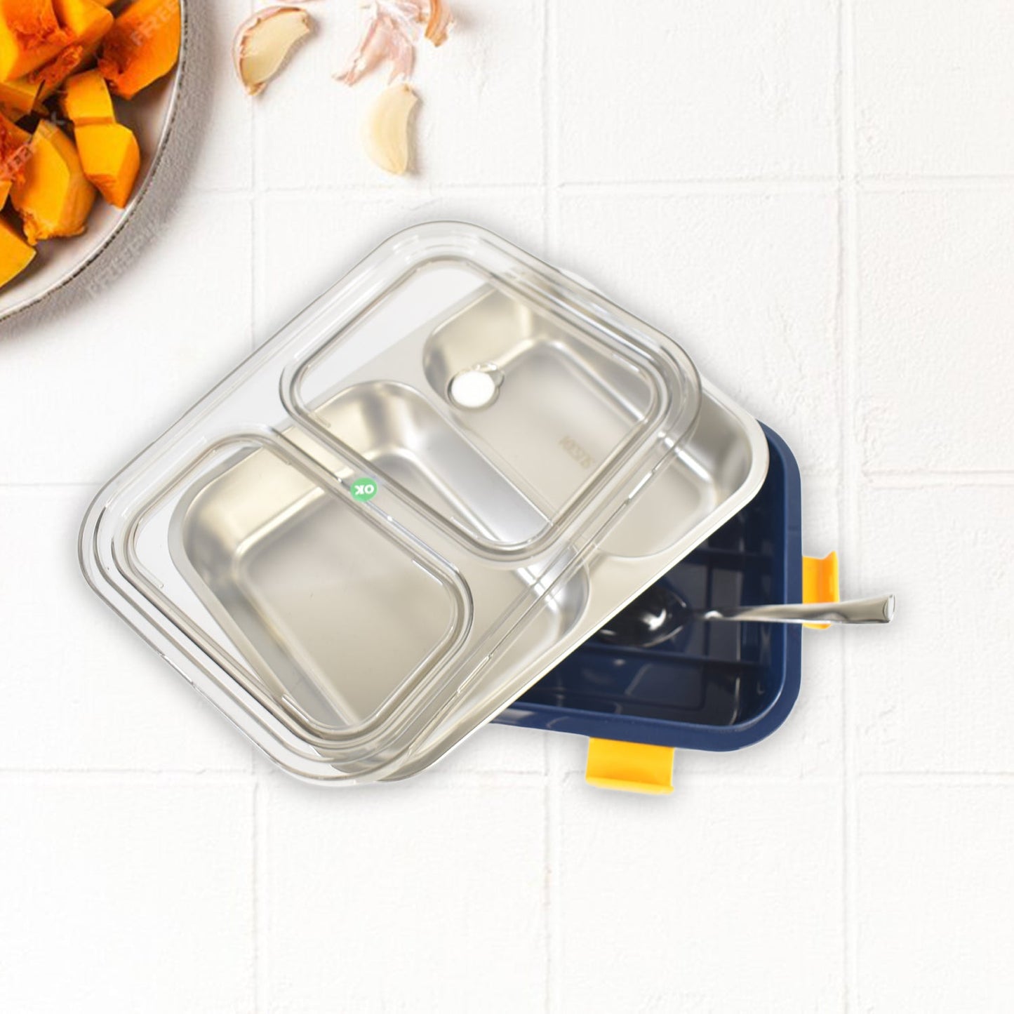 Leakproof stainless steel lunch box ideal for hot or cold meals
