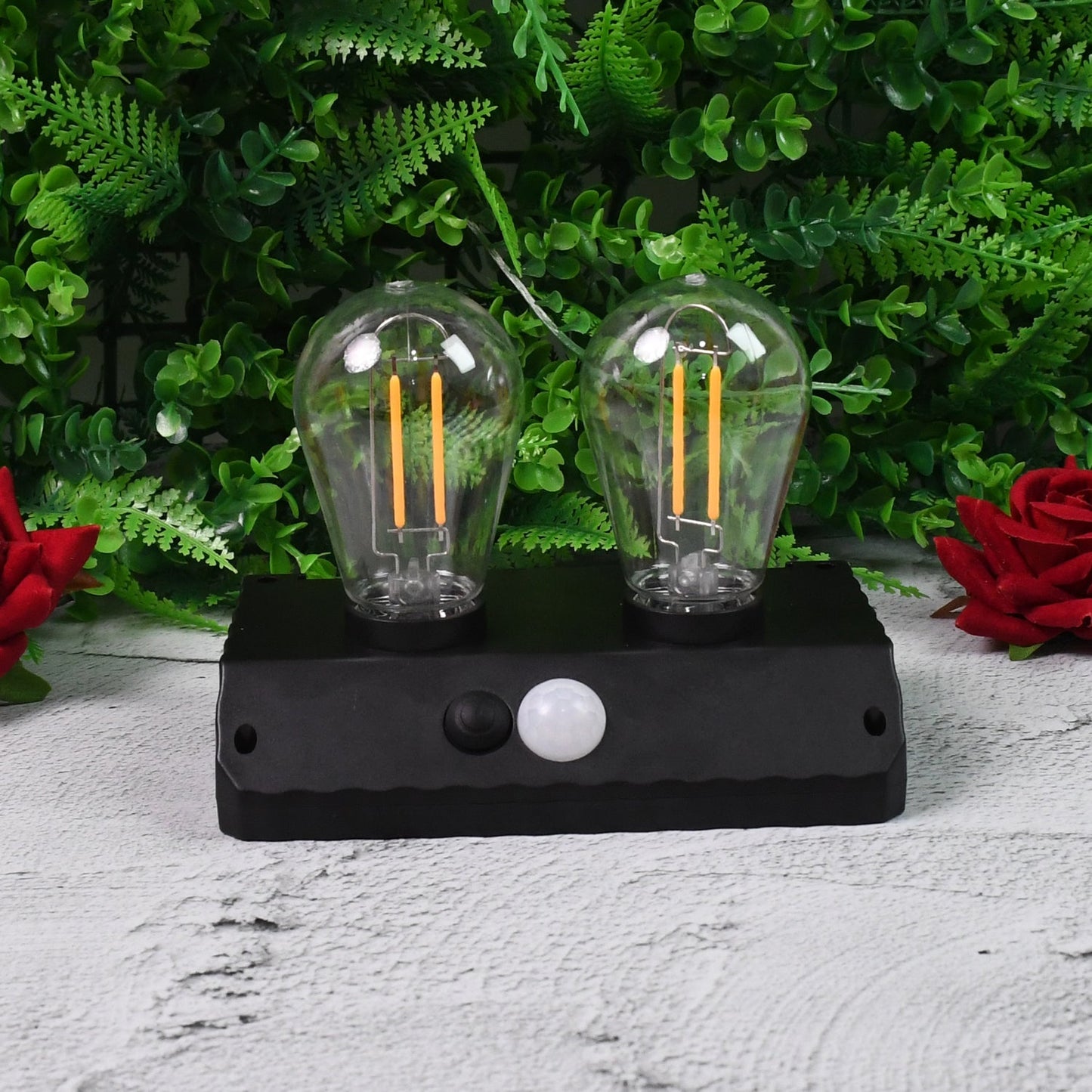 Side view of the energy-efficient Solar LED Lamp with solar panel.