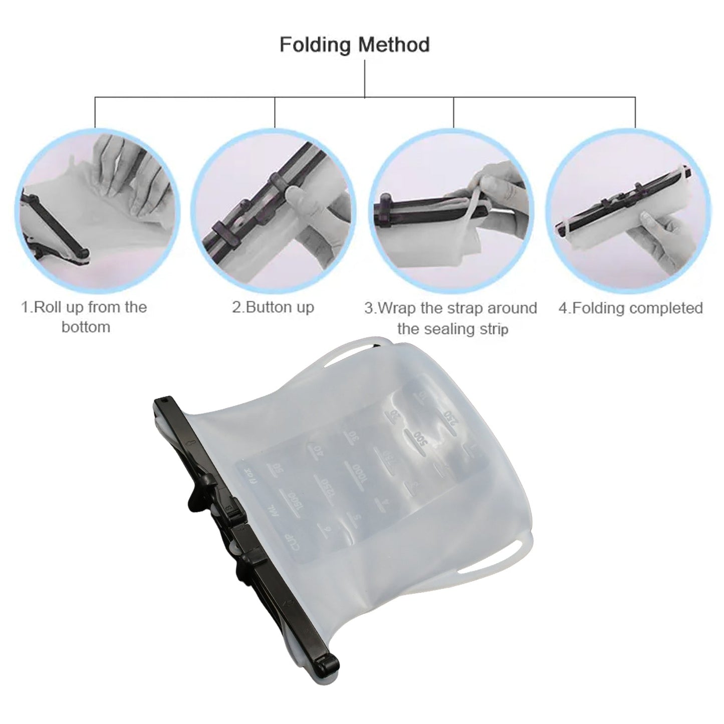 Hands sealing the top of a Reusable Silicone Food Storage Bag, emphasizing its secure and leakproof closure.