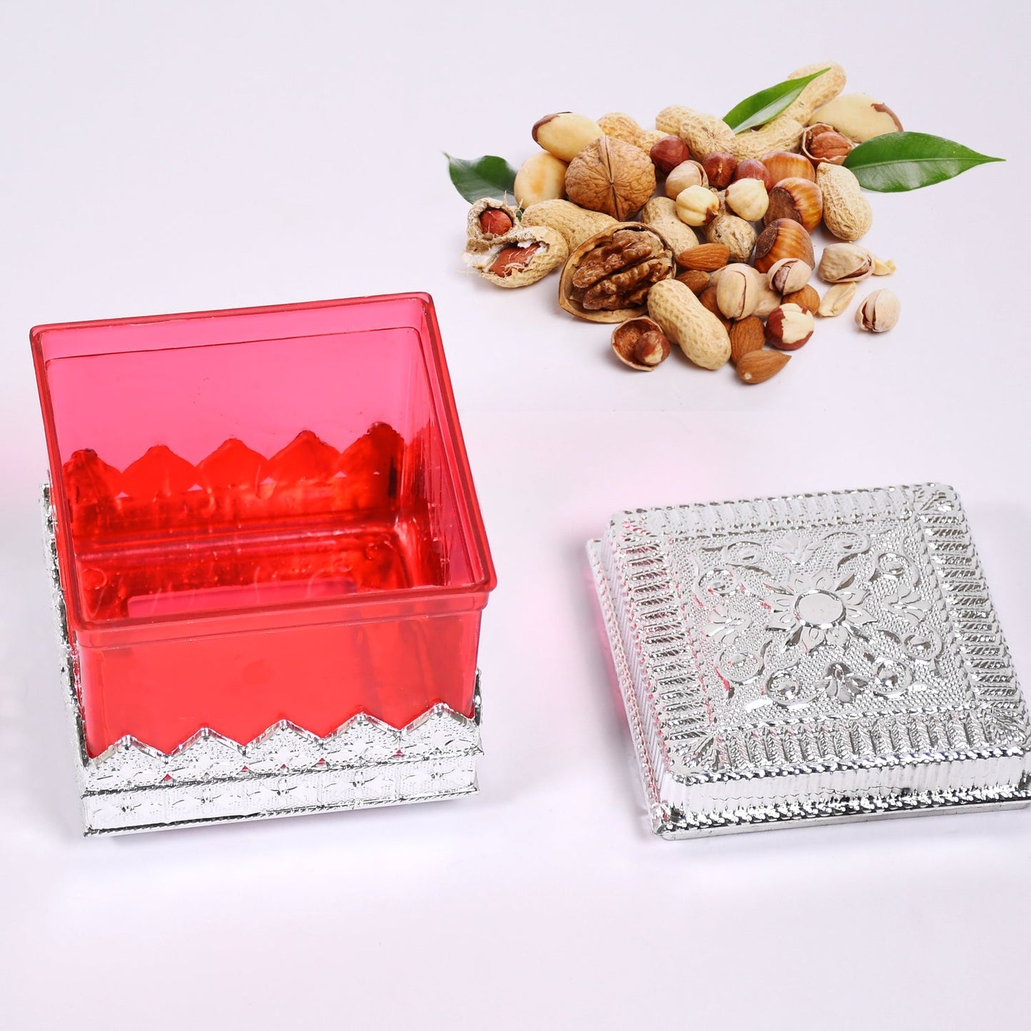Close-up of the Ruby dry fruit storage container, highlighting its clear, BPA-free plastic.