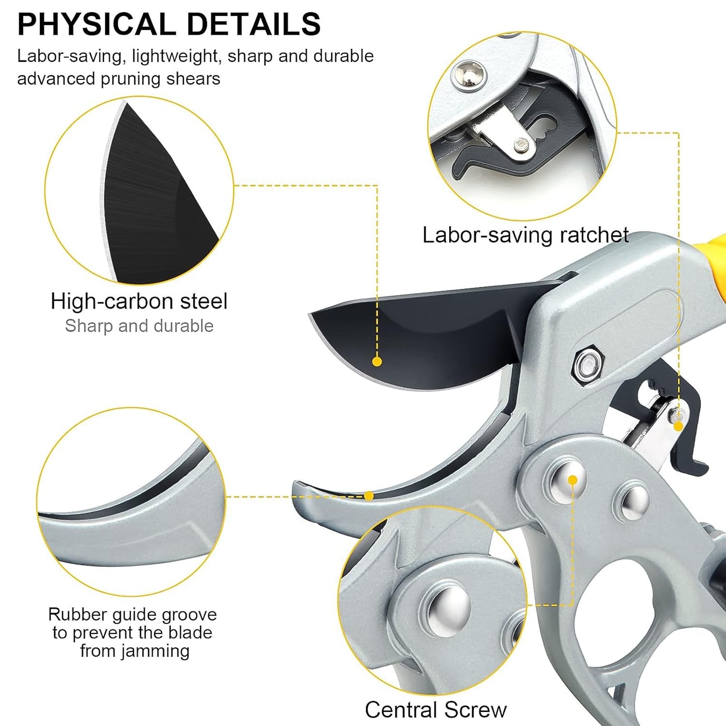 Ergonomic anti-slip cushioned handle on pruning shears for comfortable garden use