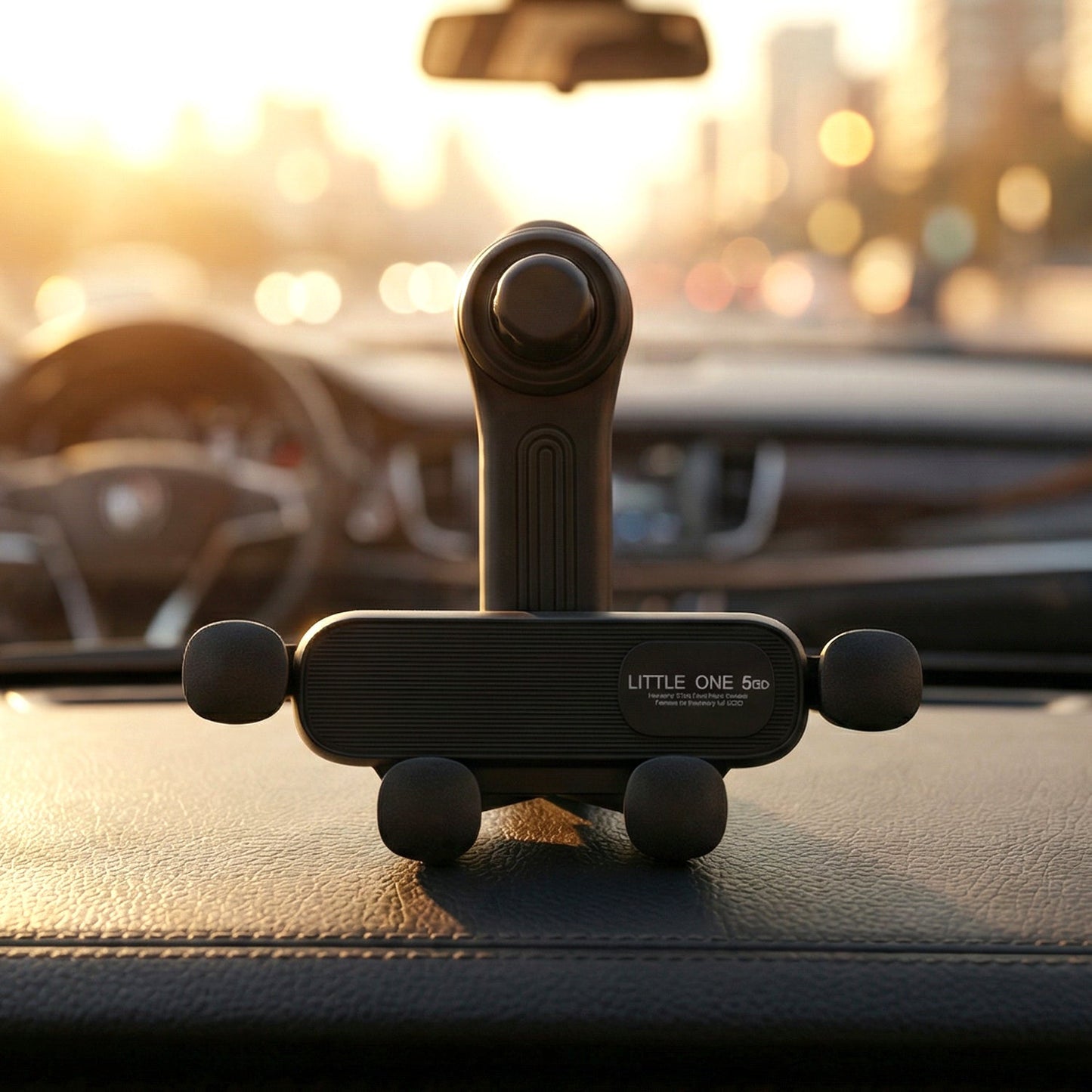 Car air vent phone mount with smartphone in use for navigation and calls