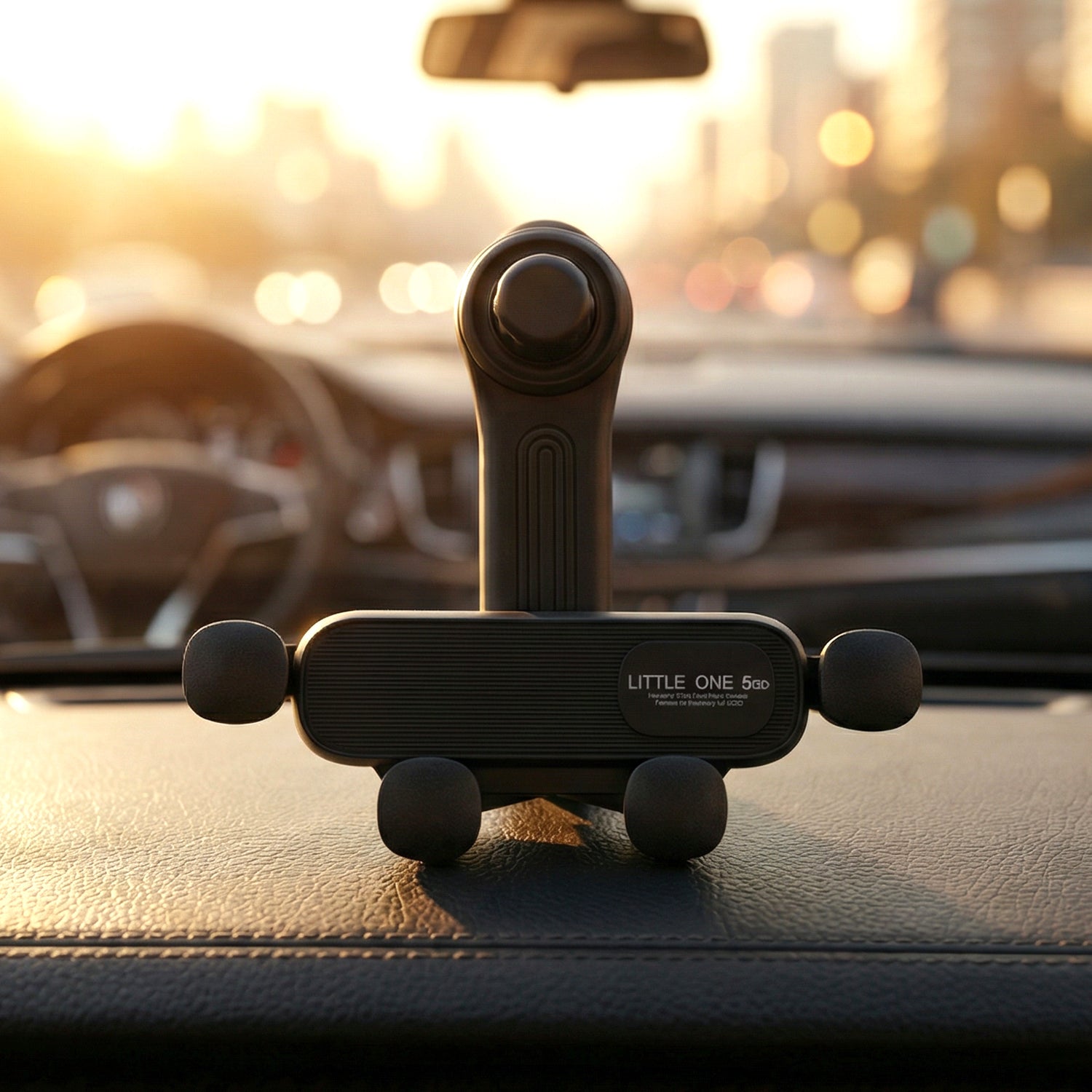 Car air vent phone mount with smartphone in use for navigation and calls