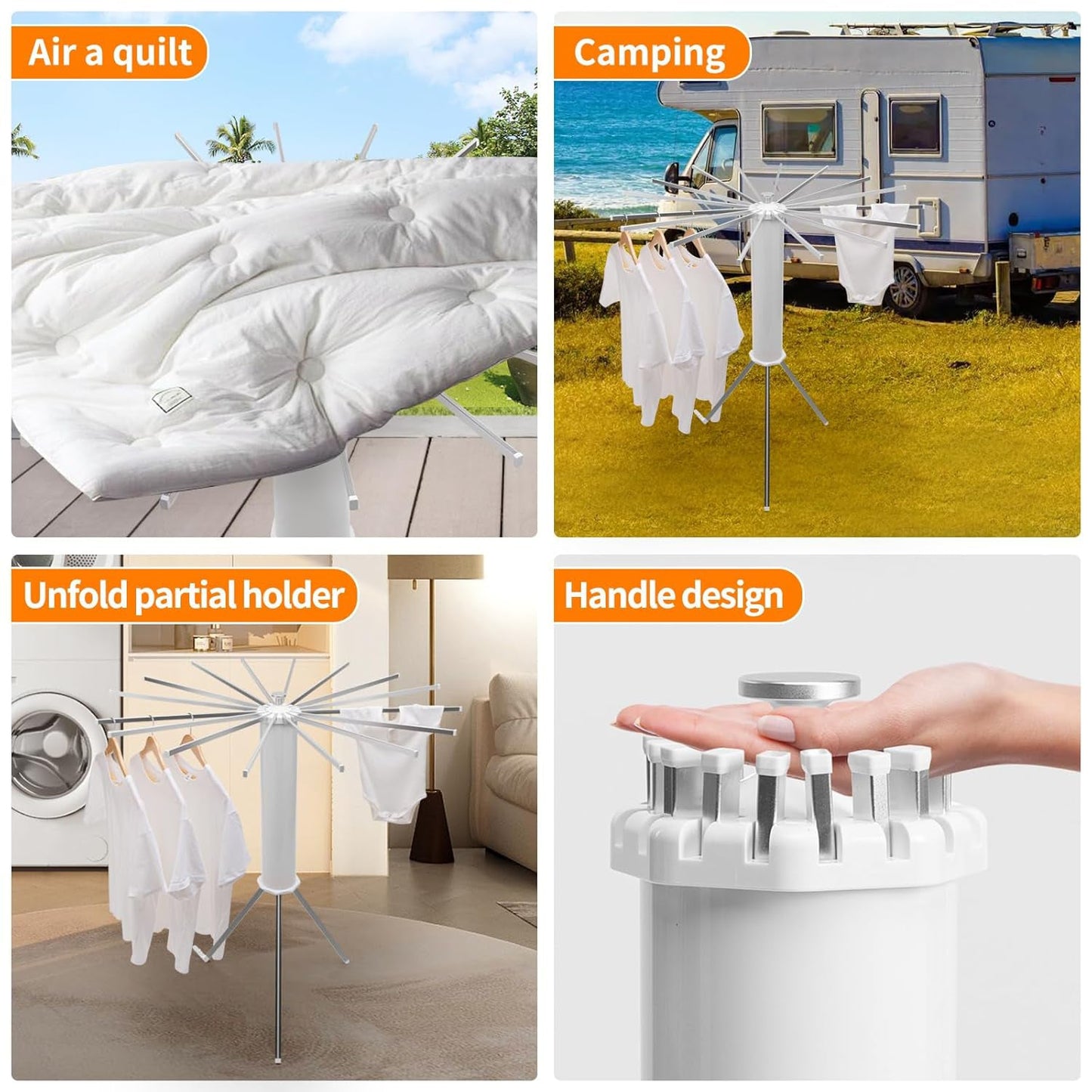 Rotating clothes drying stand with multiple arms for efficient airflow drying
