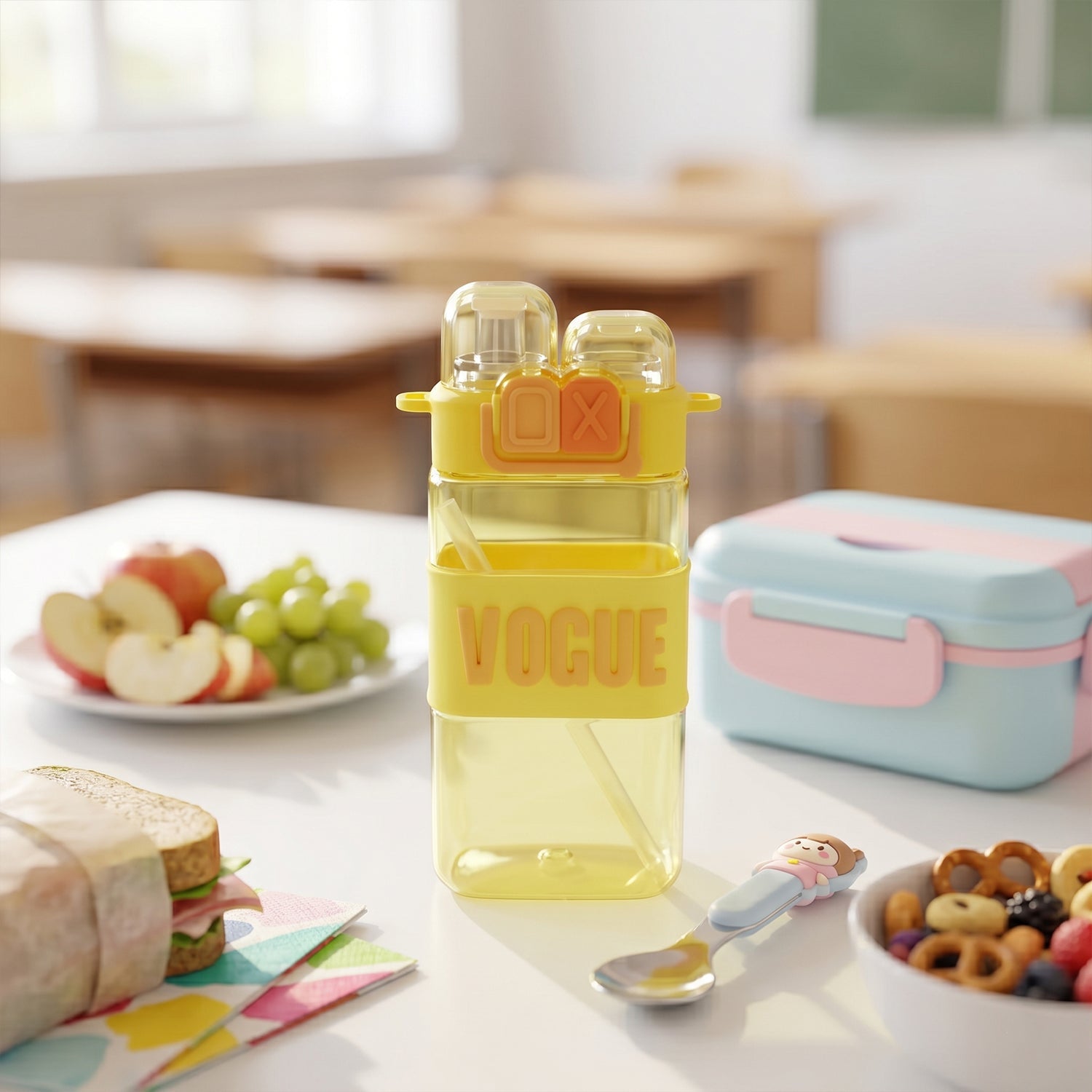 Durable kids plastic water bottle suitable for all-day hydration