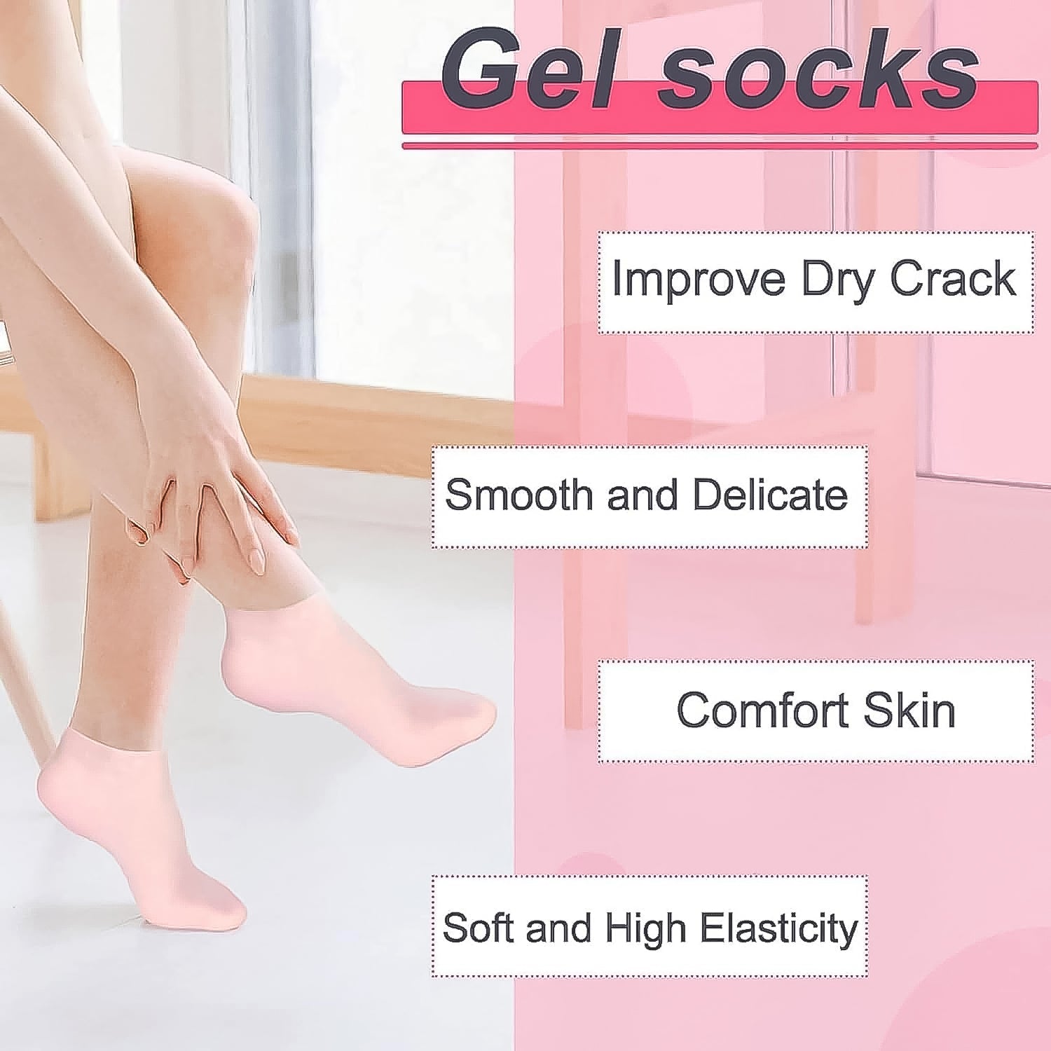 Silicone moisturizing socks with breathable design for daily use