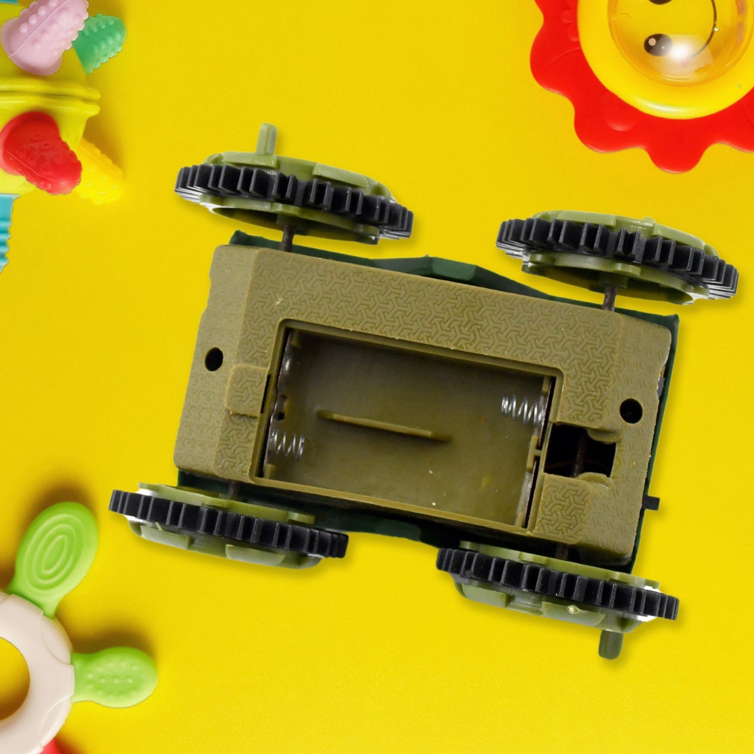 The Tumbling Tank Toy Car with its simple key controller, ready for easy operation.