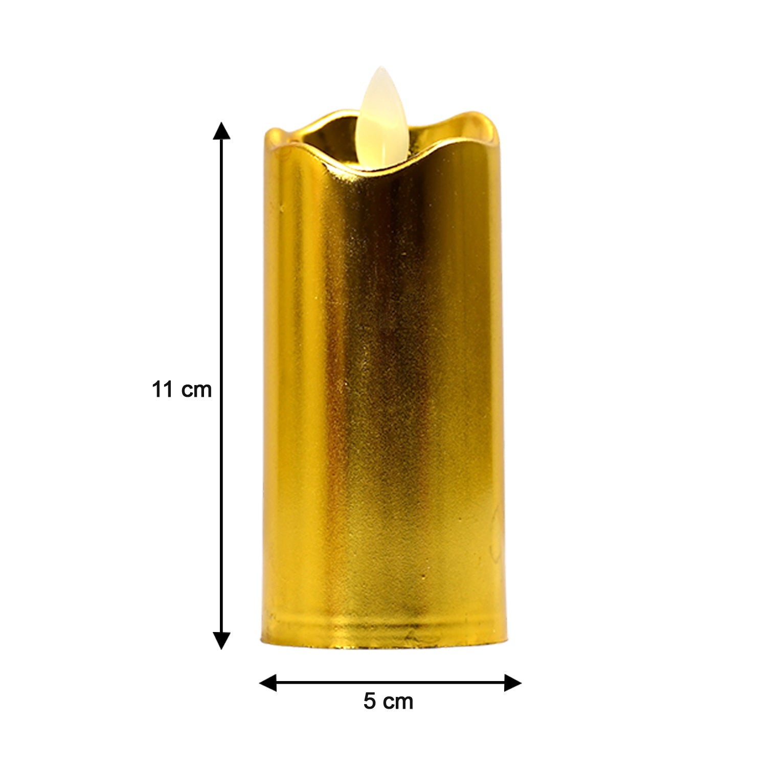 Hand holding a single safe and smokeless flickering LED candle.