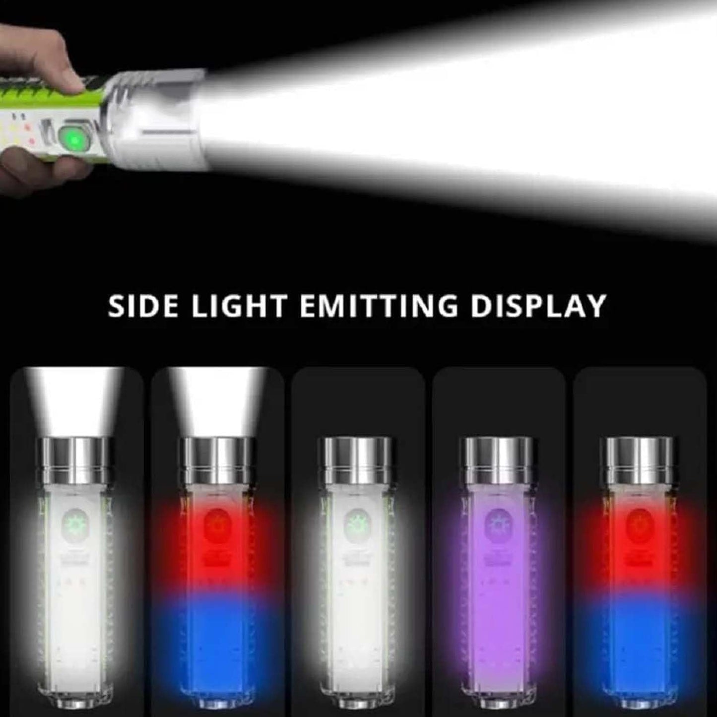 Side view of the mini USB rechargeable flashlight.