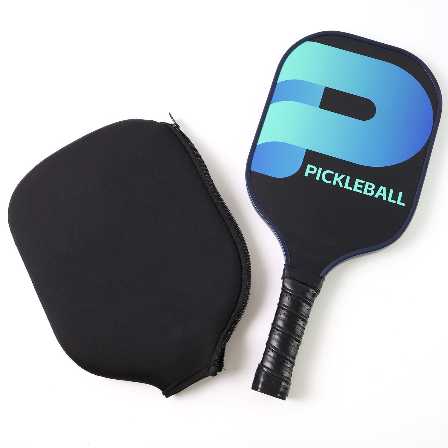 Cushioned grip handle on fiberglass pickleball paddle for reduced fatigue