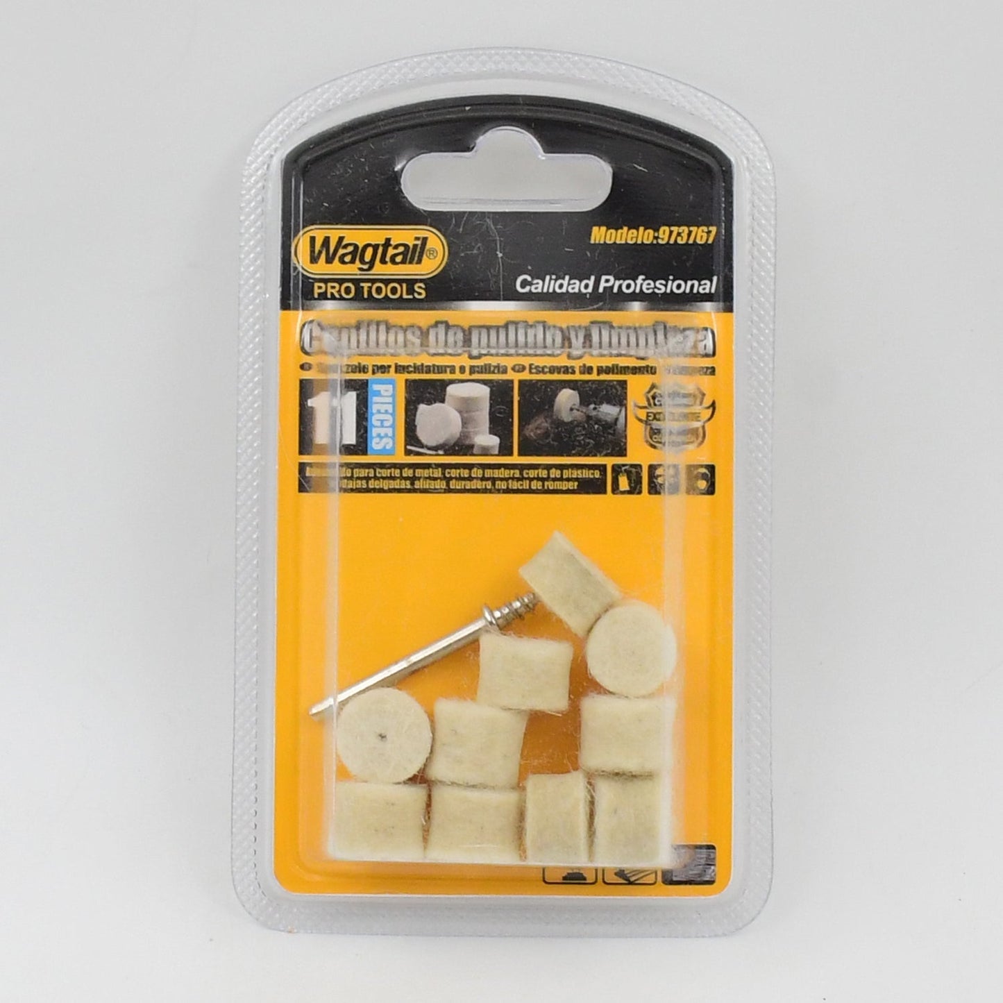 Assortment of wool felt polishing pads and mandrels for versatile use.