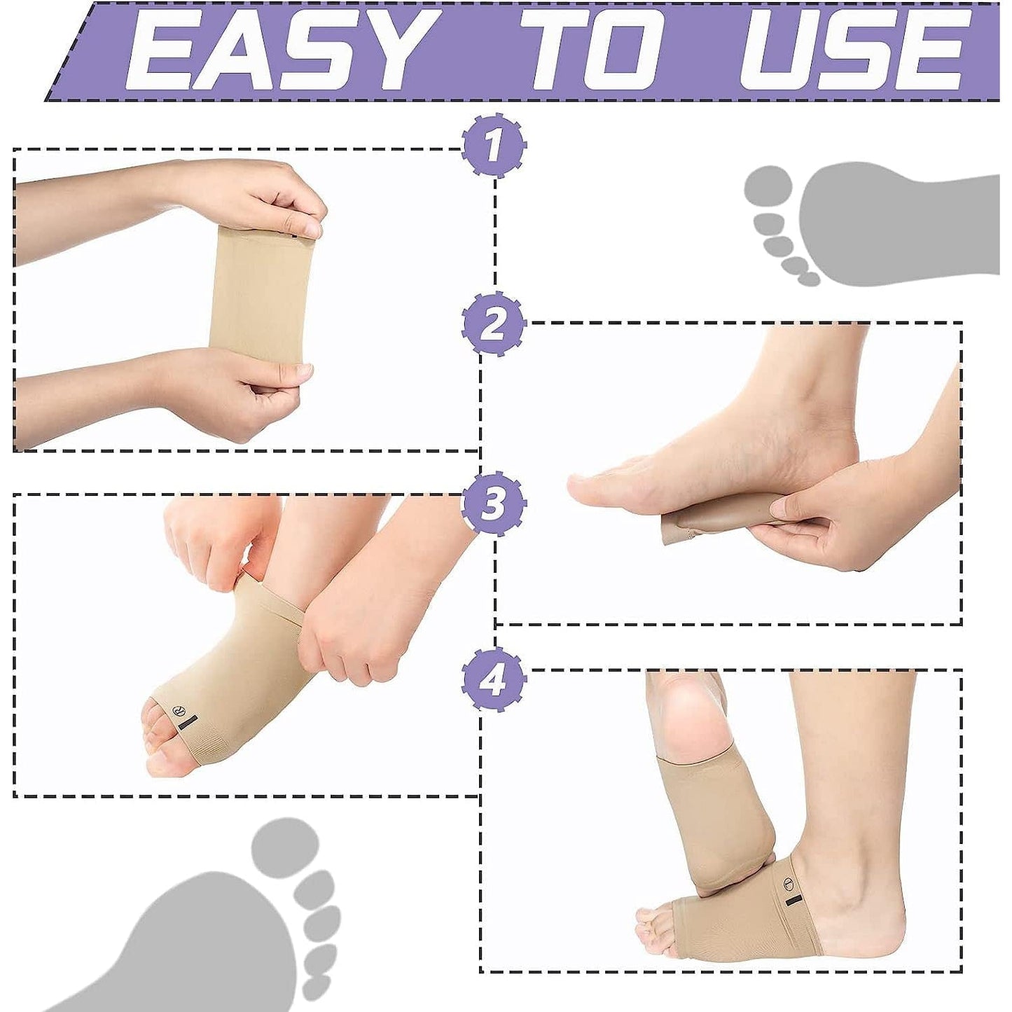 Demonstrating the elasticity and soft texture of the Arch Support Sleeve material.