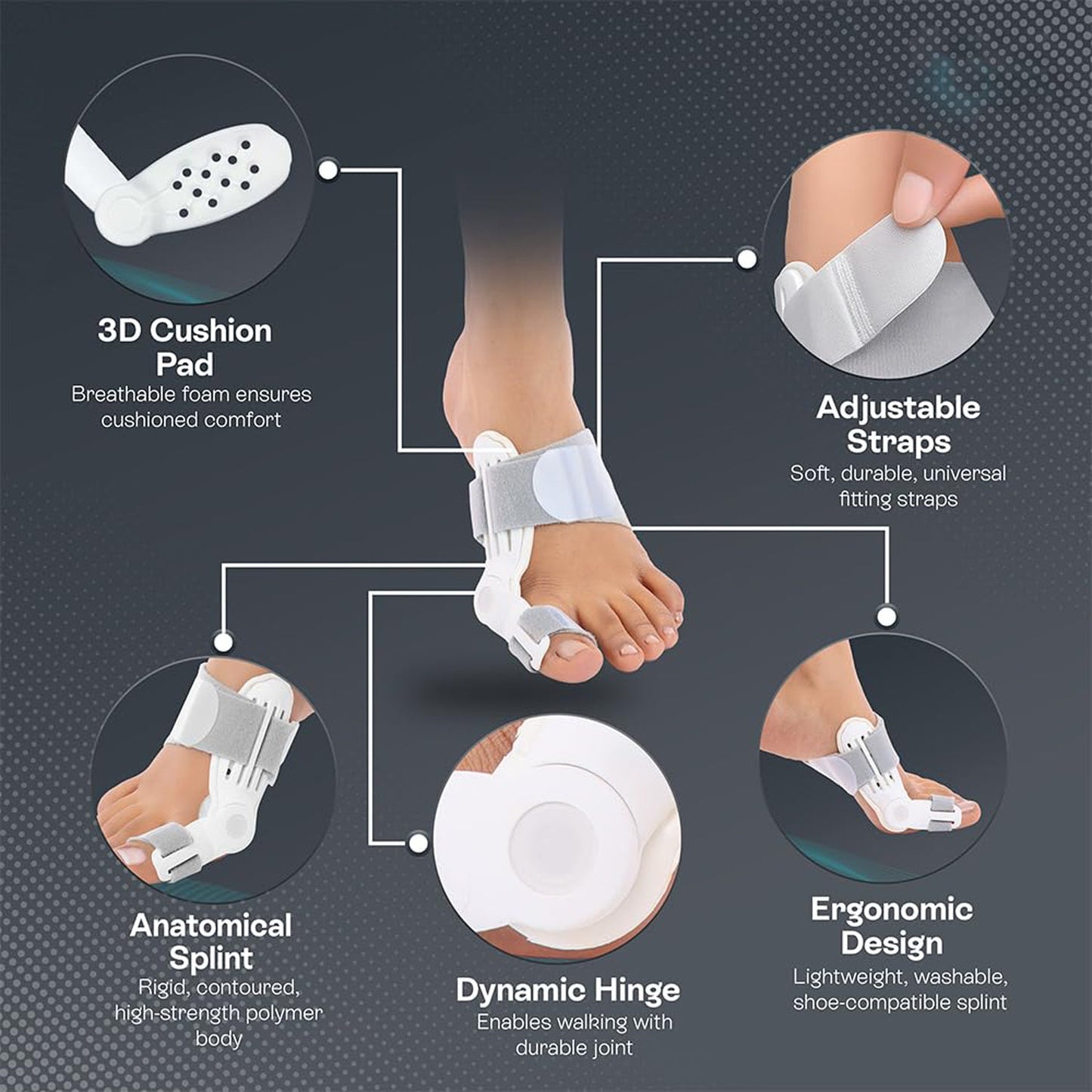 Bunion relief toe cover with adjustable fit and low profile design