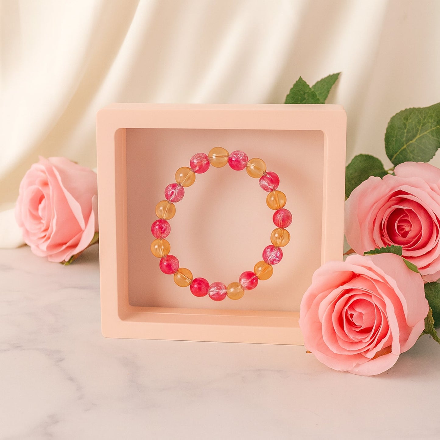 Fashion bracelet made of smooth round beads with stretch elastic fit