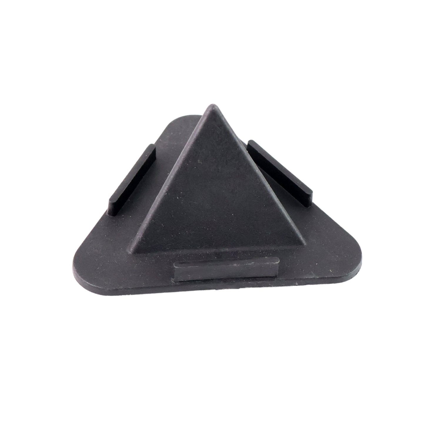 Pyramid-style Black Mobile Stand viewed from side