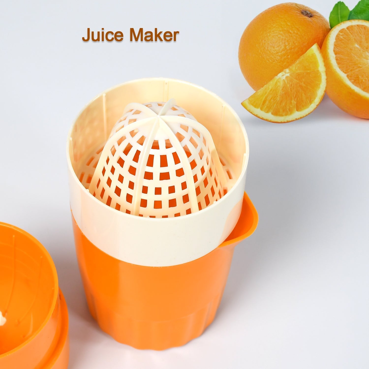 Handheld lemon squeezer featuring an ergonomic handle for comfortable grip.