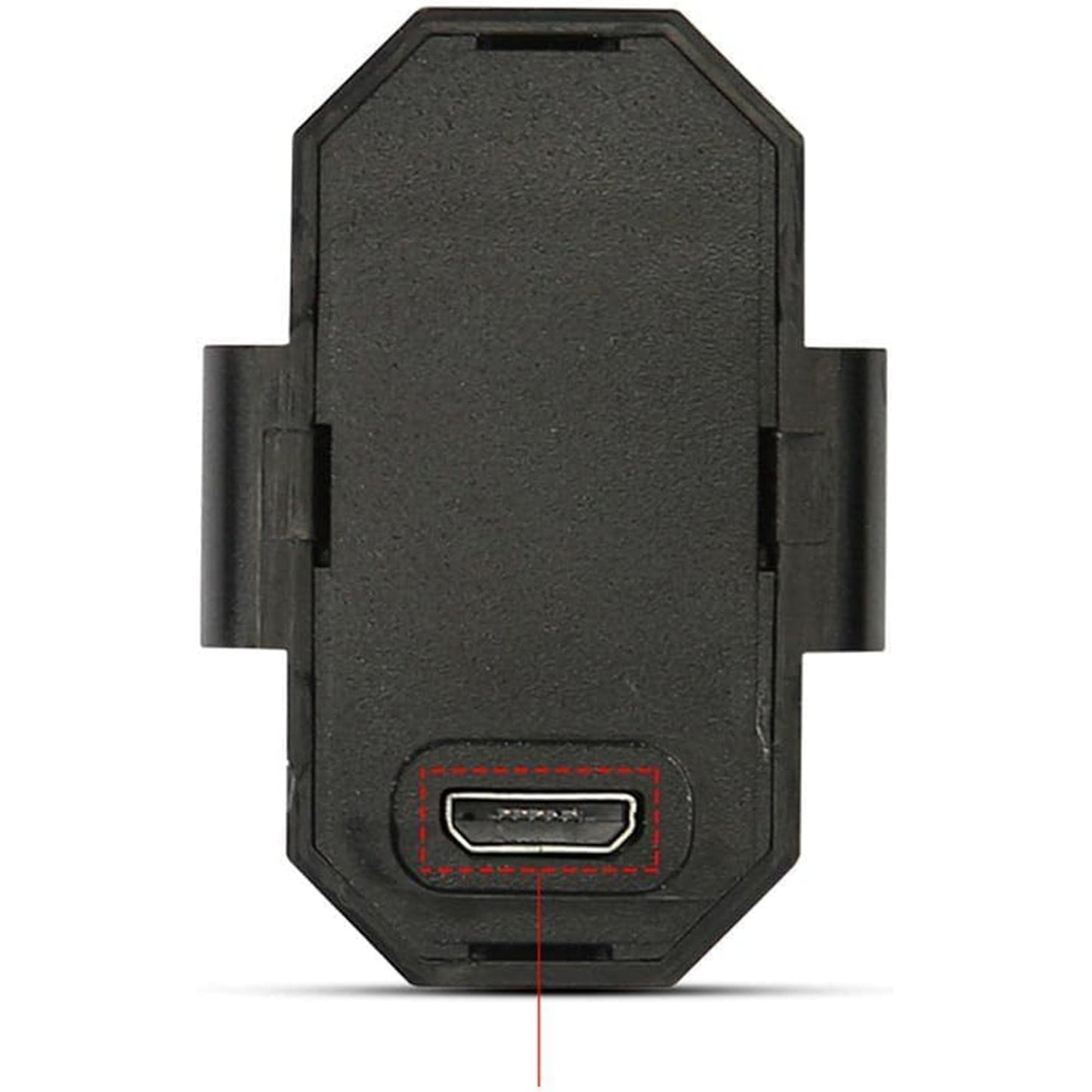 Mini LED strobe light securely mounted on a bicycle wheel, enhancing night-time visibility.
