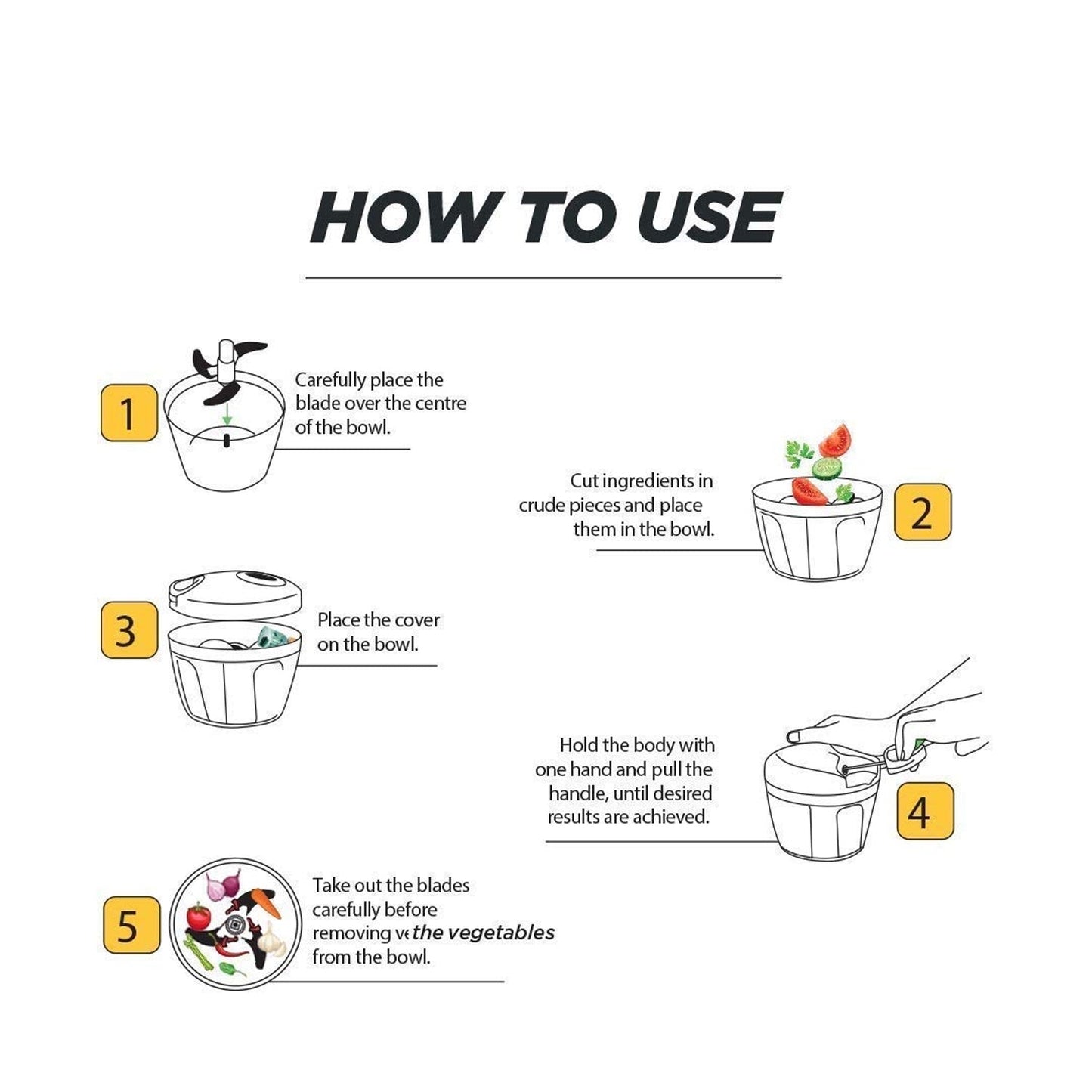 Clear 750ml bowl of the manual vegetable chopper, showing capacity.