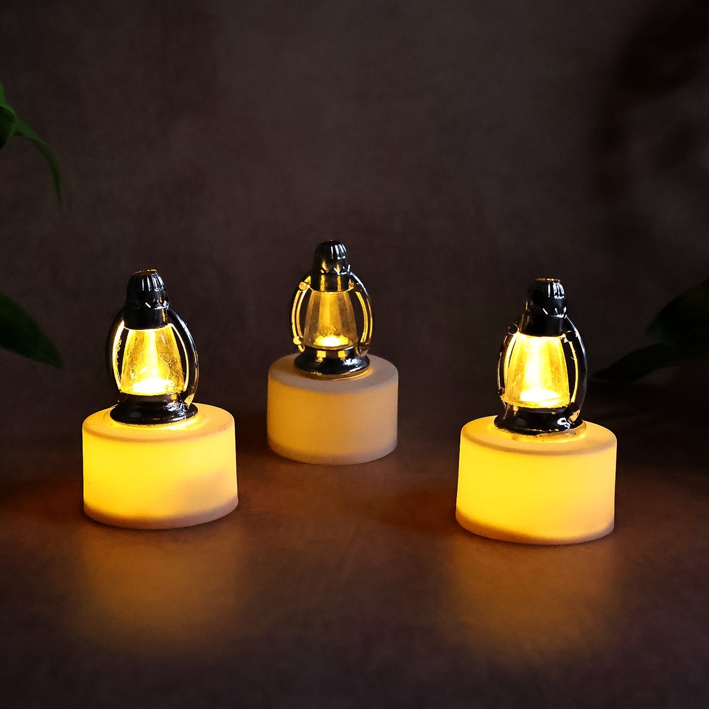 LED lantern candles emitting warm white light for safe indoor decoration