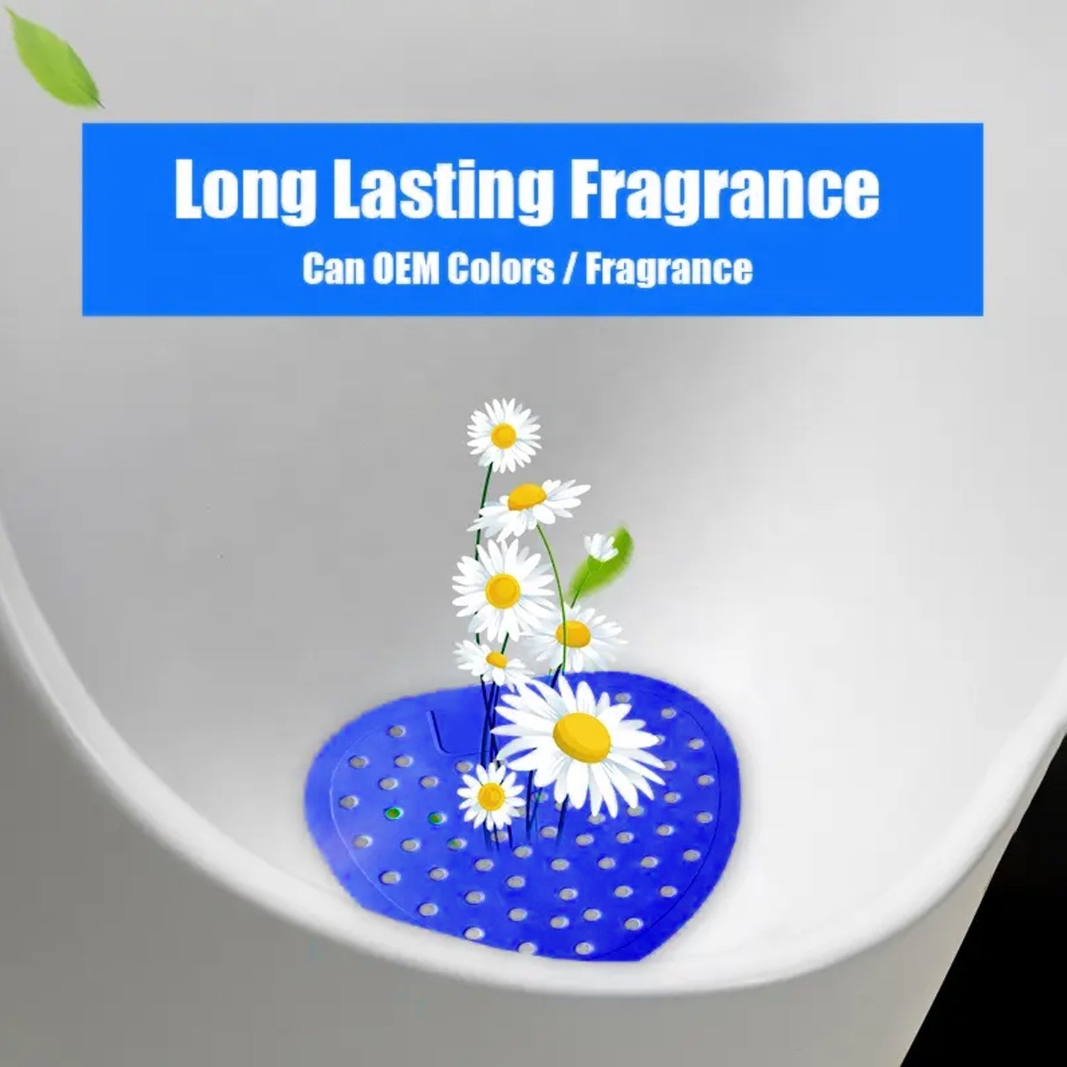 Set of five long-lasting urinal deodorizer screens.