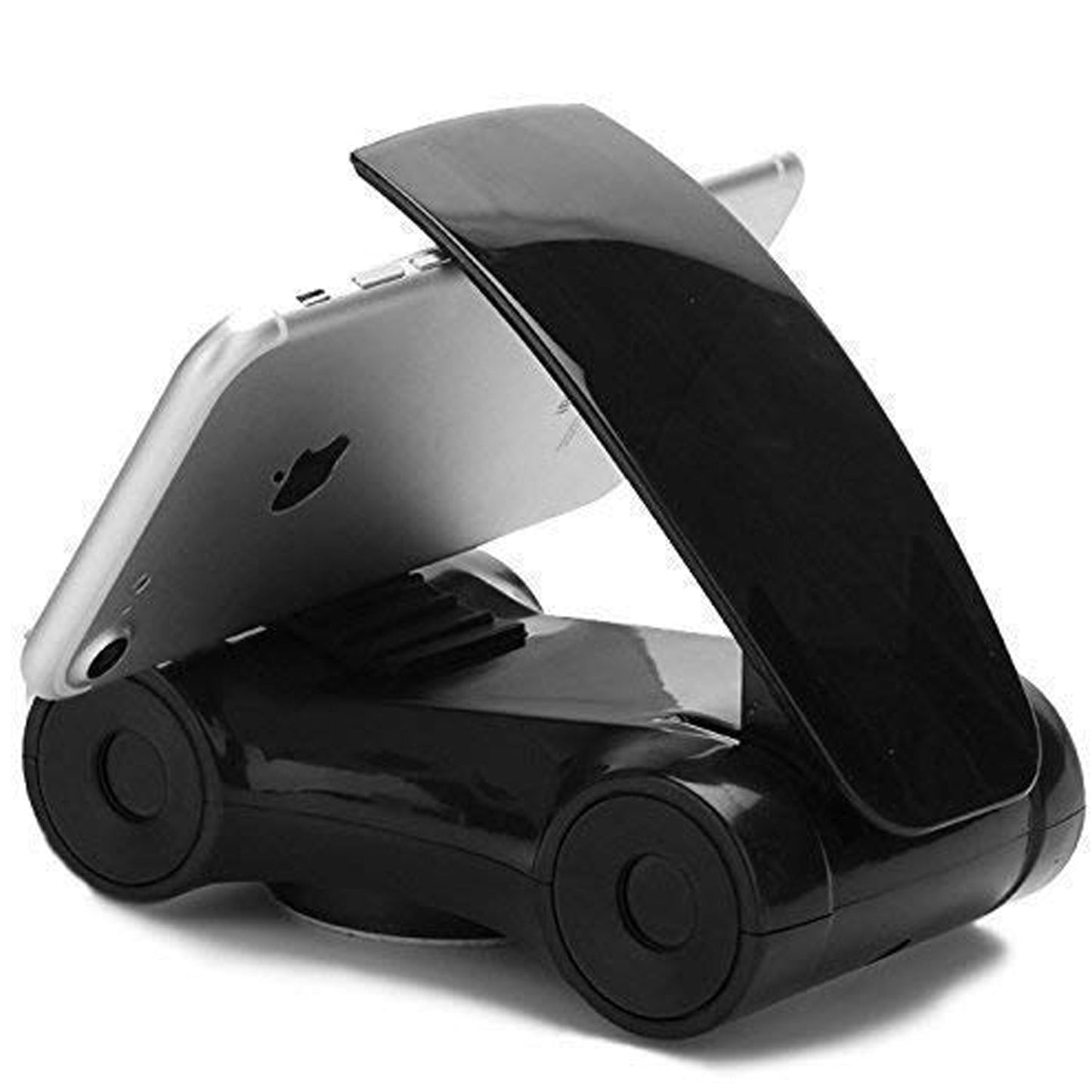 Close-up of the sports car phone holder with a smartphone in its universal grip.