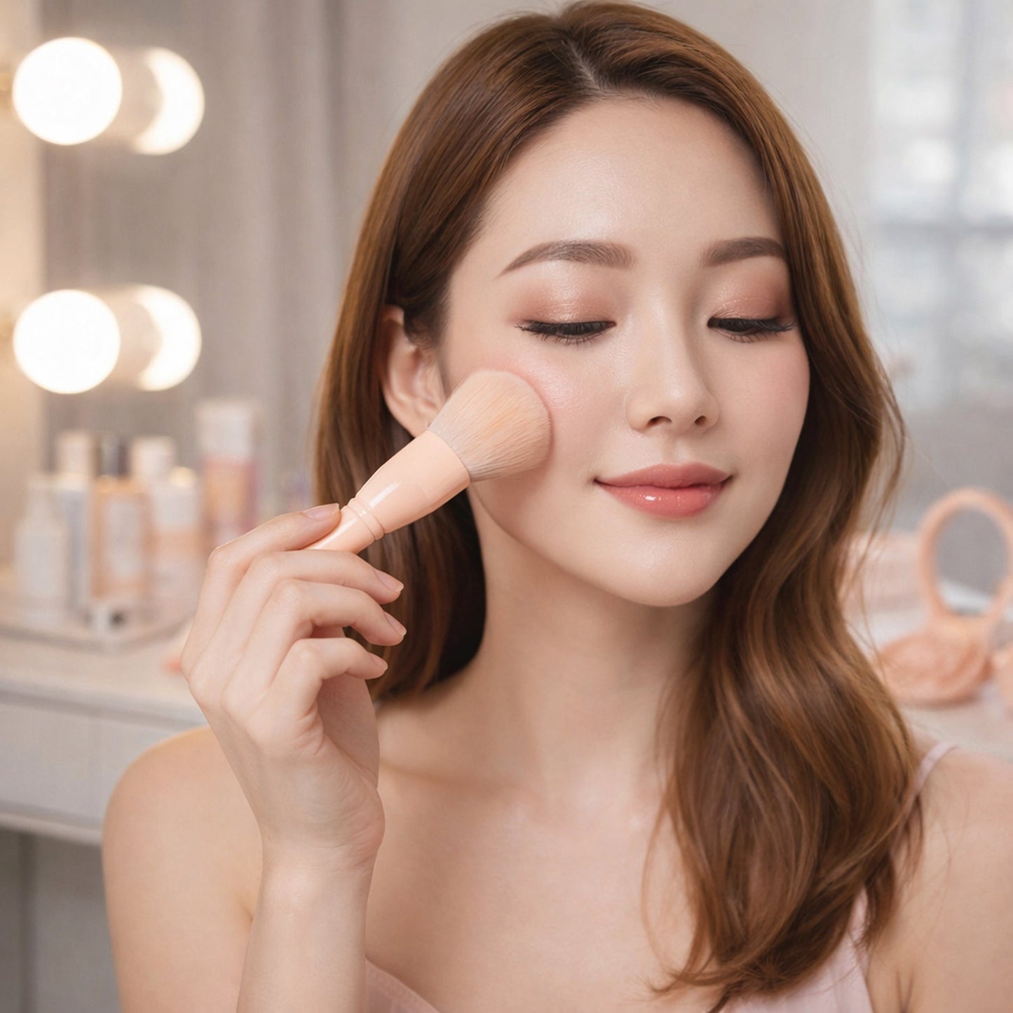 Multi purpose mini makeup brush combo with compact mirror box