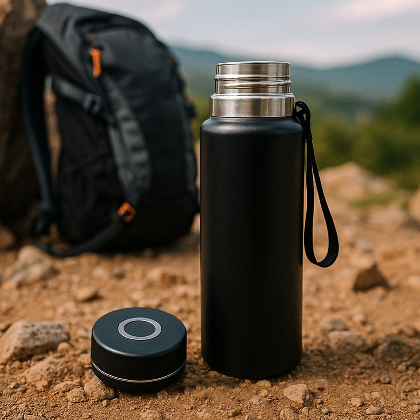 Wide mouth opening of the stainless steel water bottle for easy cleaning.
