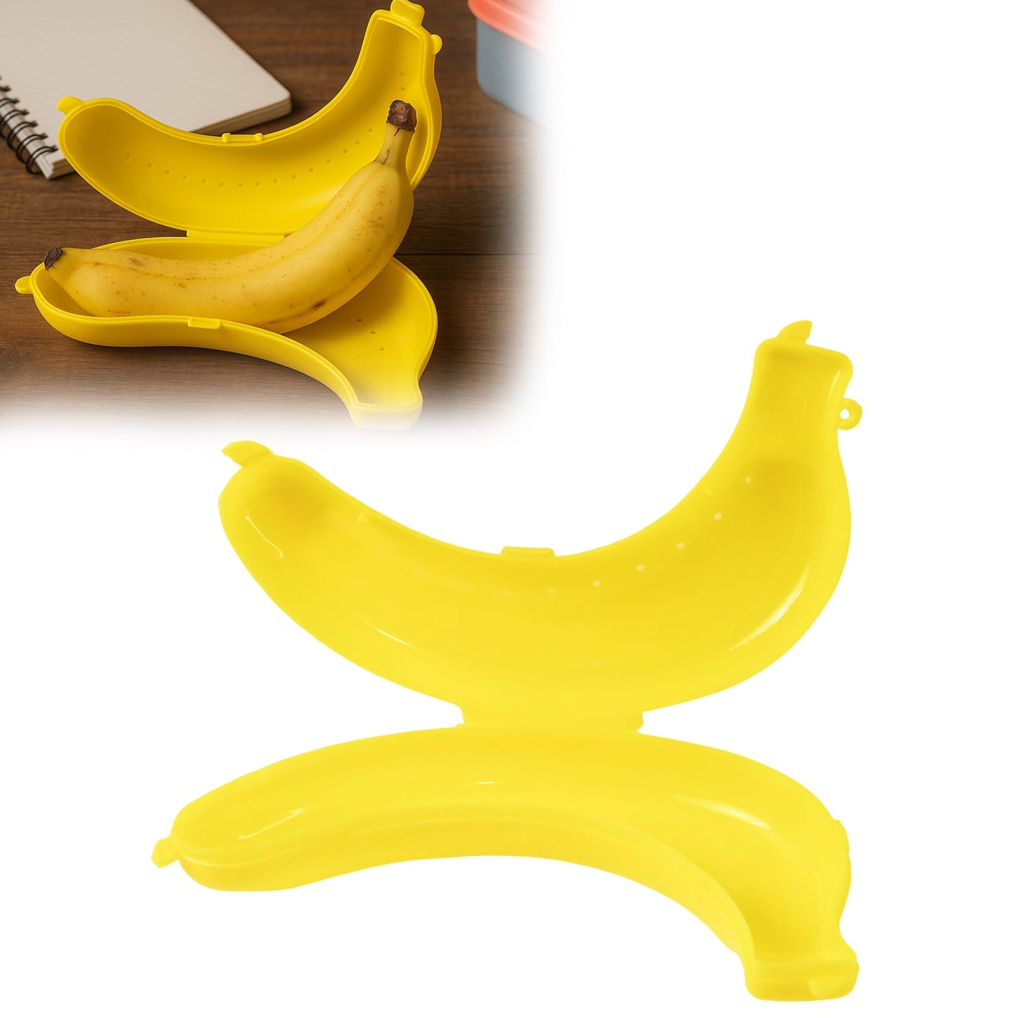 Stack of multiple yellow banana cases, perfect for families or bulk storage.