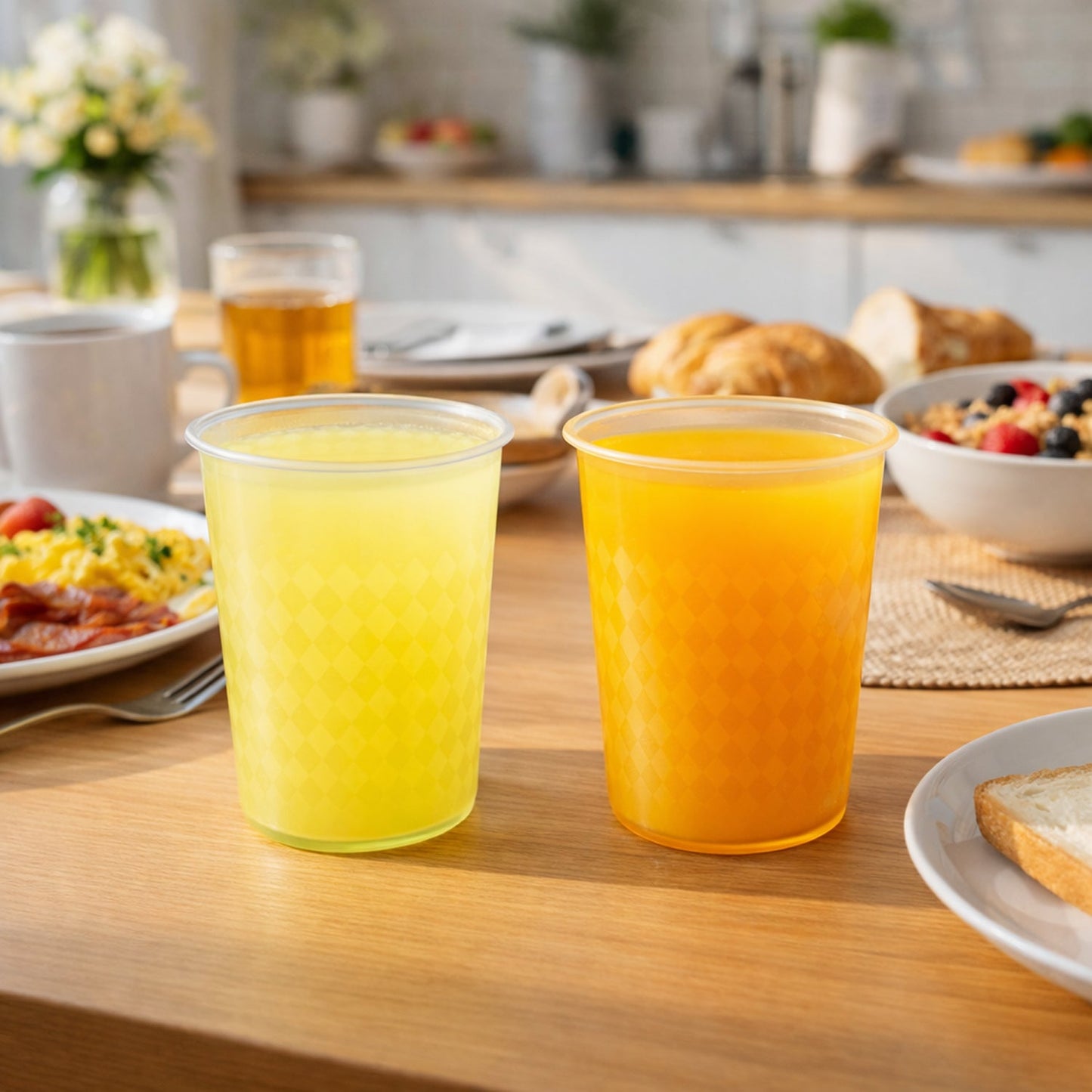 200 ML plastic drinking glass featuring a diamond textured grip surface