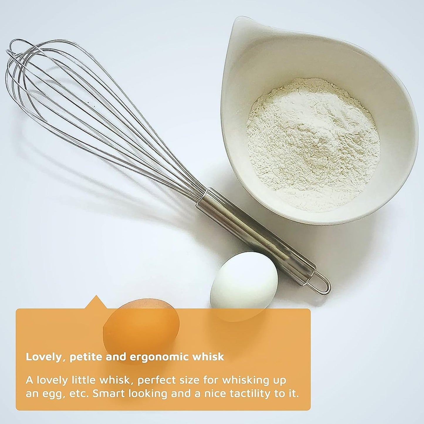 Extra strong large stainless steel whisk with ergonomic handle for kitchen use