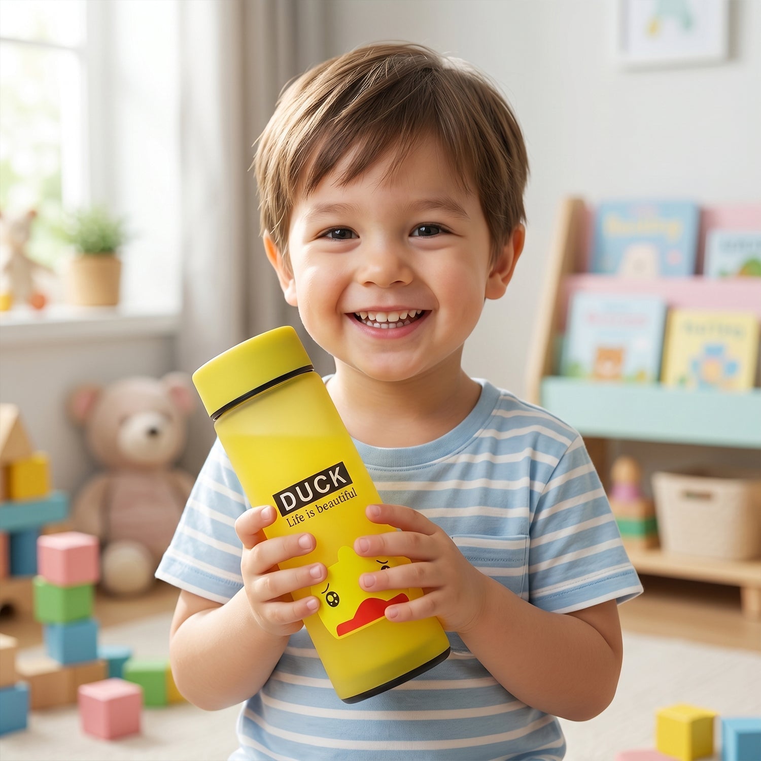 Leak-proof glass water bottle for children