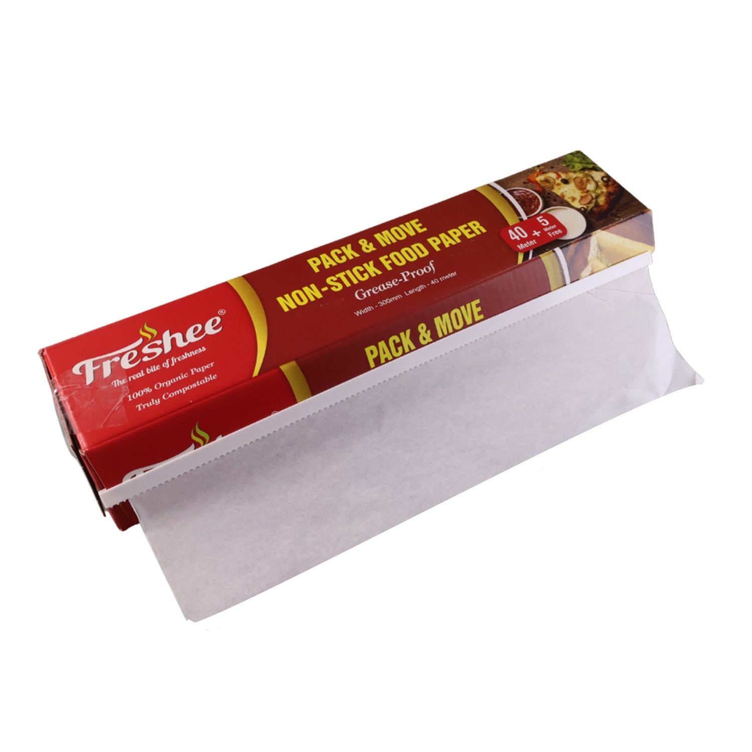 Kitchen countertop featuring Freshee non-stick food paper roll