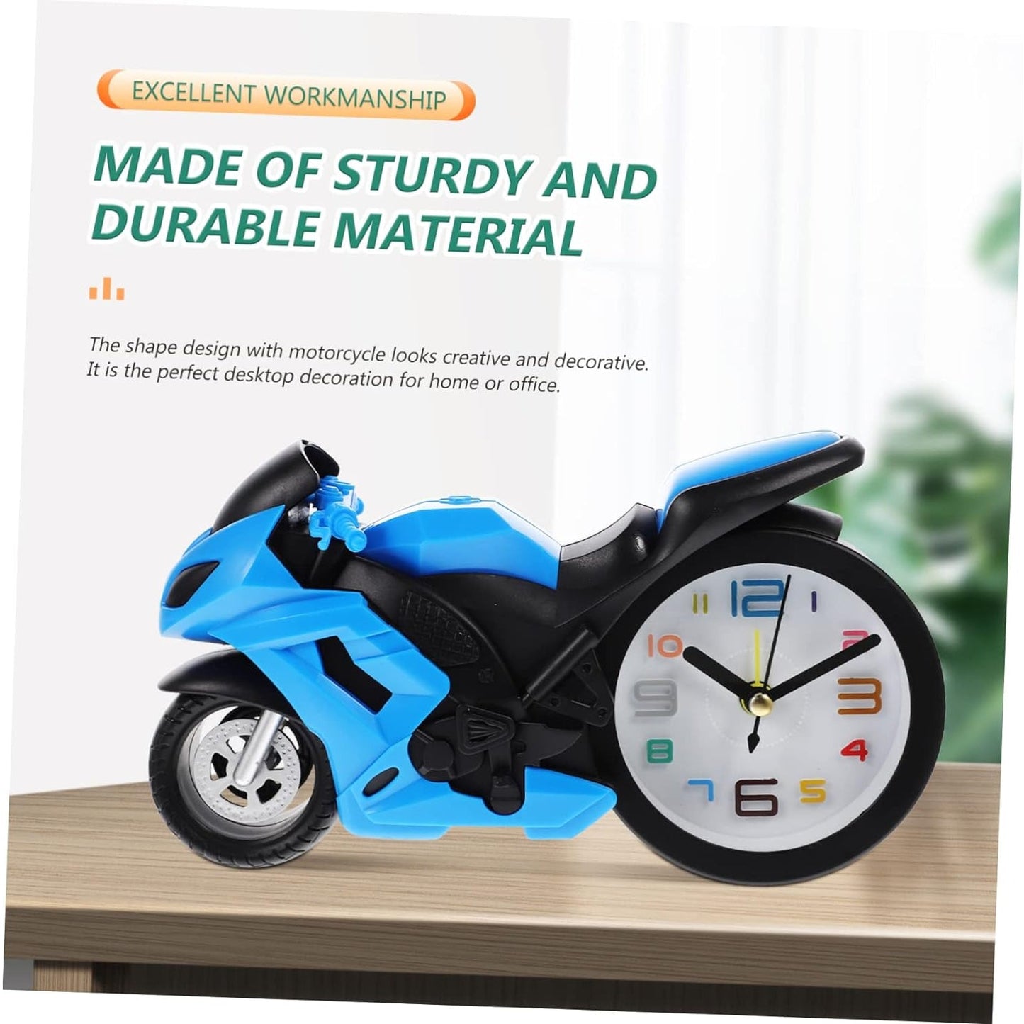 Top-down perspective of the Retro Motorcycle Alarm Clock, emphasizing its compact size and unique shape.