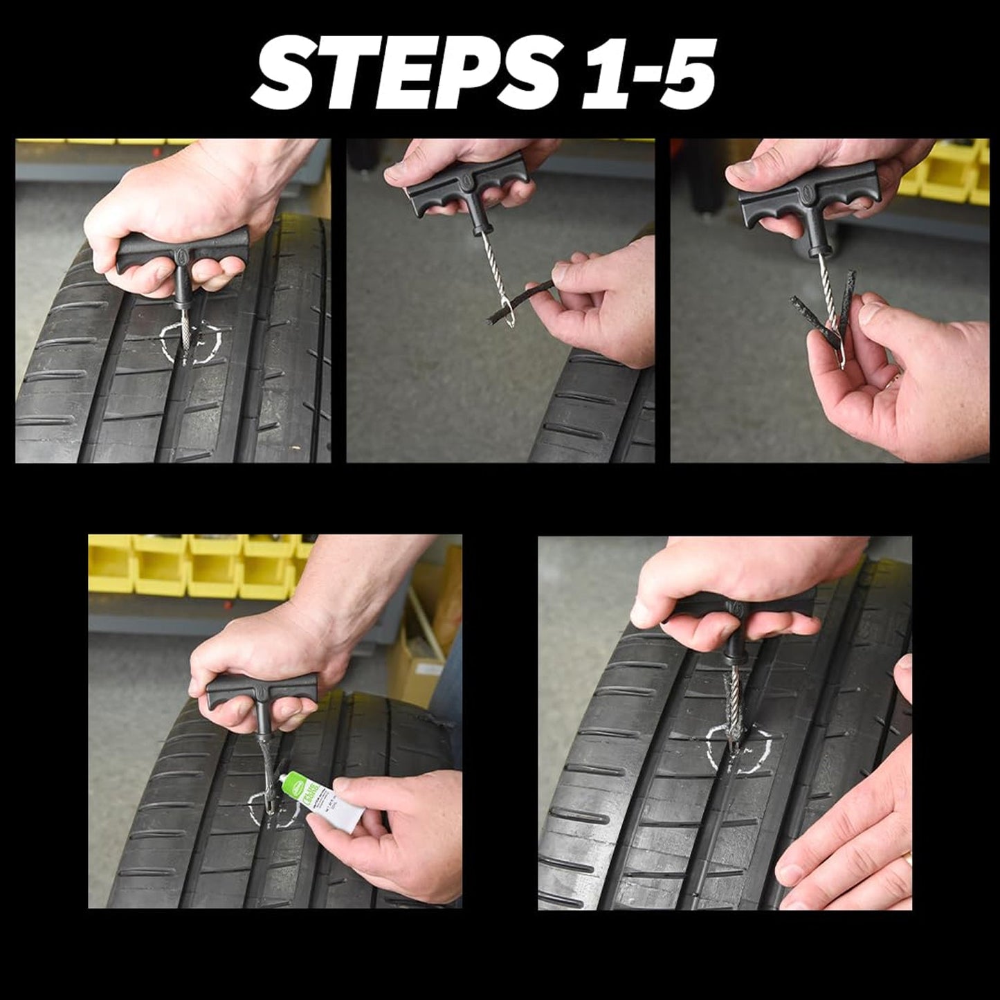 Brown quick seal emergency strips designed for effective tyre puncture repair.