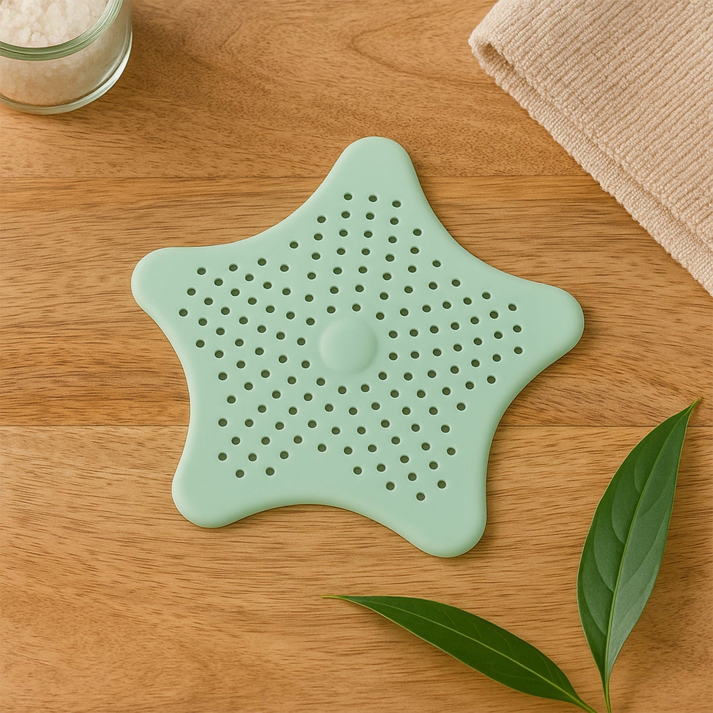 Top view of star style silicone drain cover showing suction cups underneath