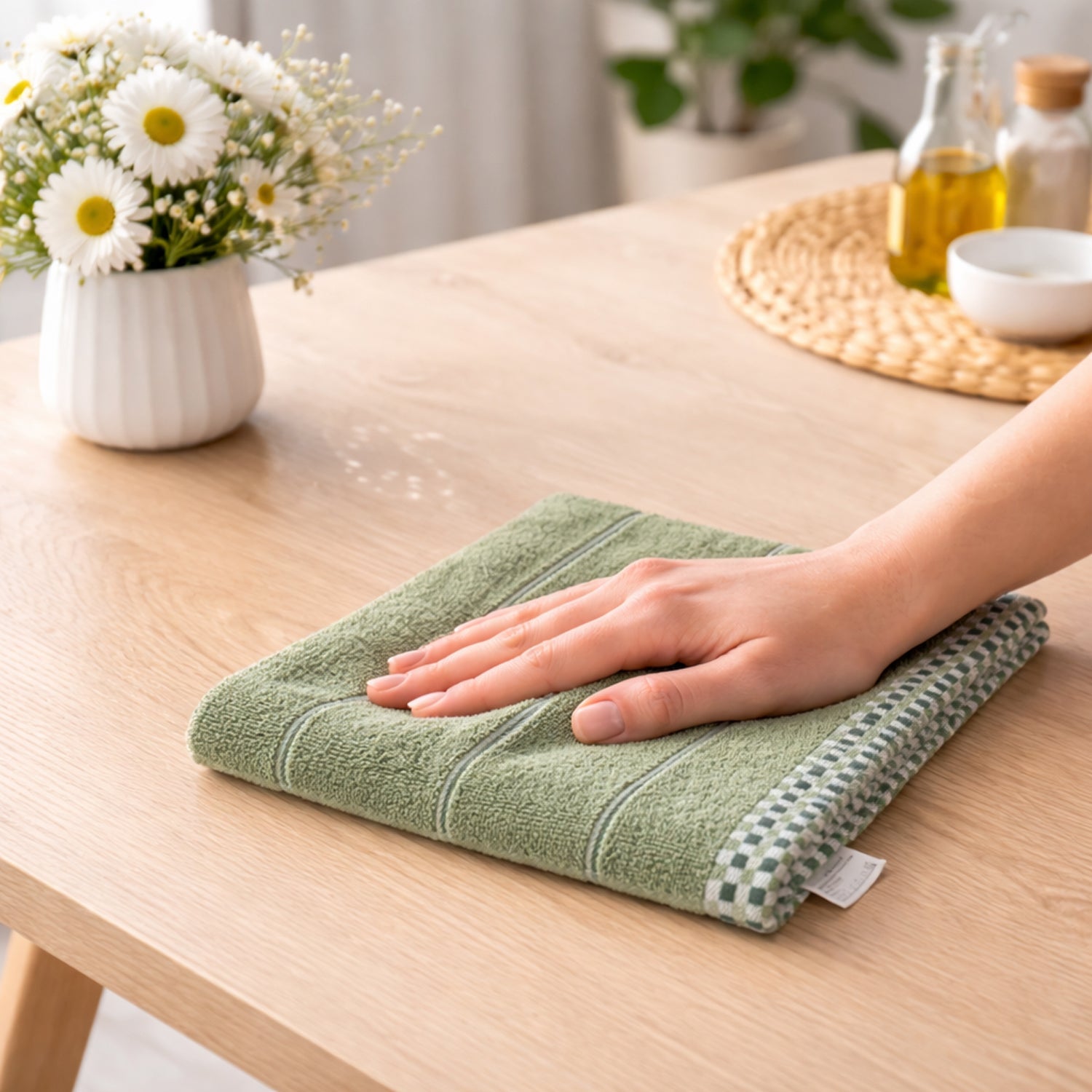 Soft cotton bath towel texture close-up, showcasing quality fabric