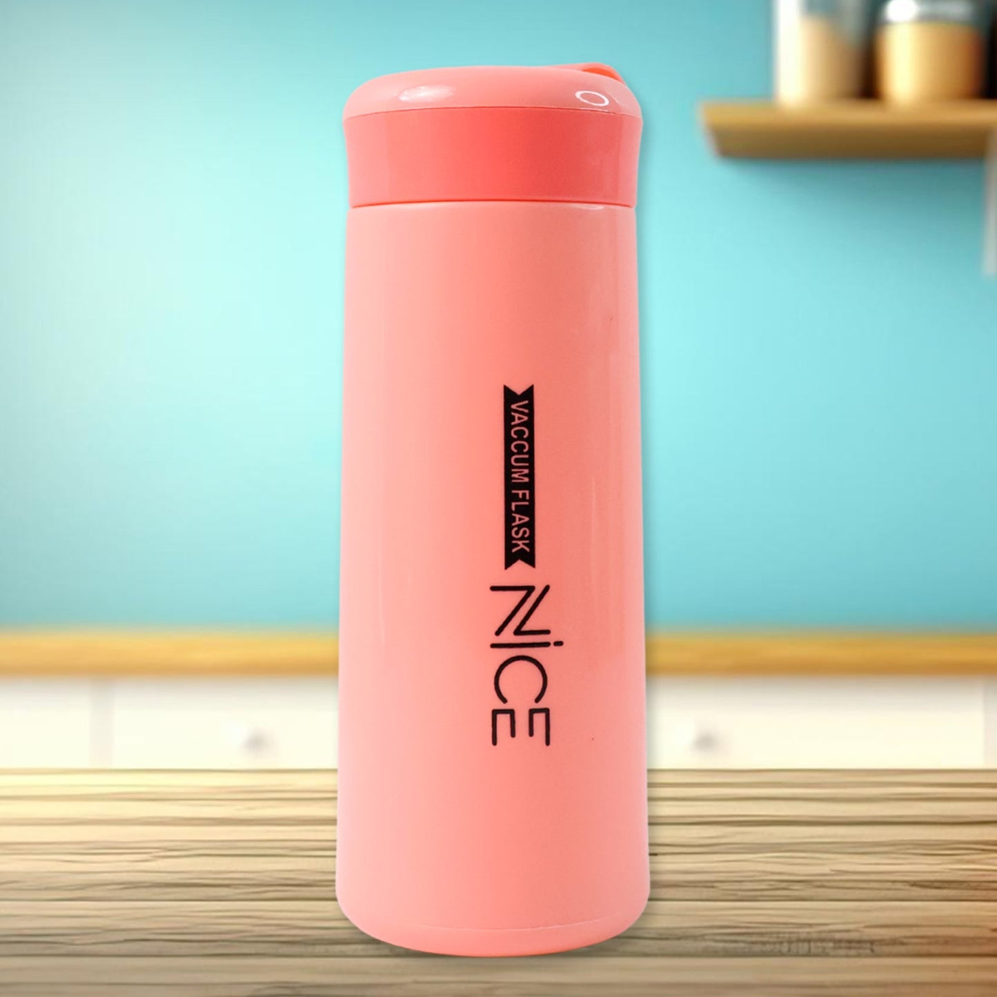 Durable pink plastic flask bottle with secure screw lid